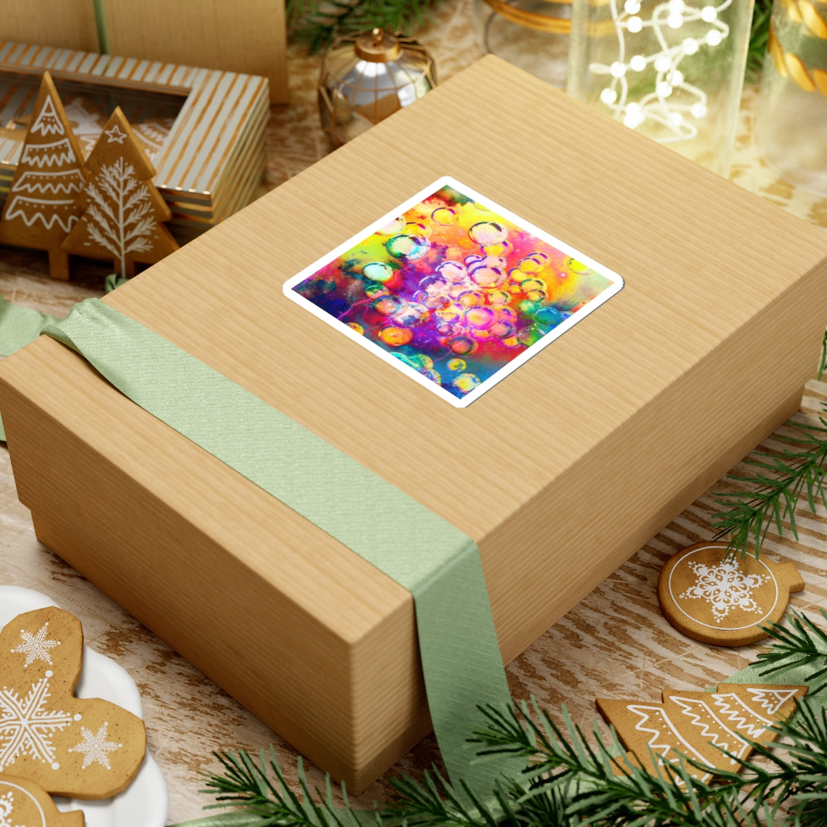 Lightning Bubbles 2 Sticker — Vibrant Rainbow Bubble Pattern for Laptops & Journals