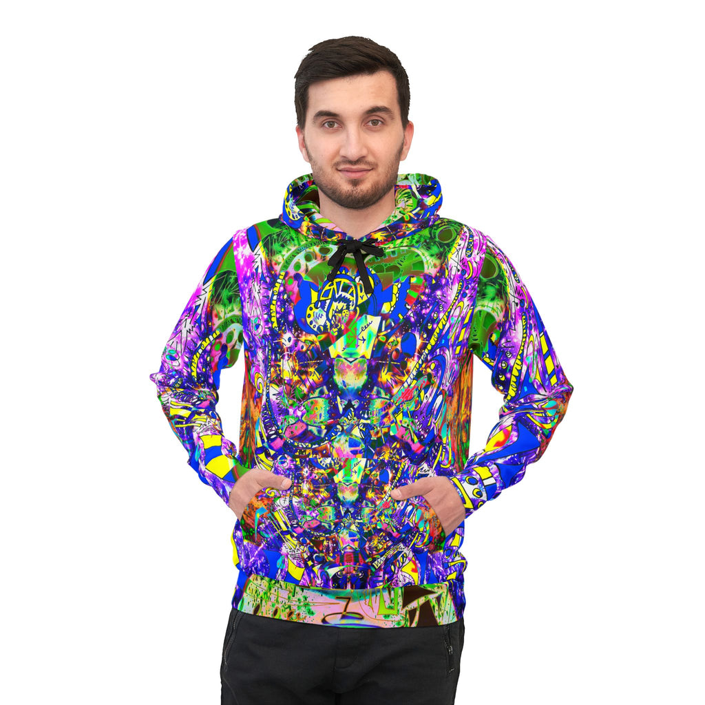 Alien Darkness 9 - Psychedelic Abstract Athletic Hoodie — Vibrant All-Over Print for Rave, Gym & Streetwear