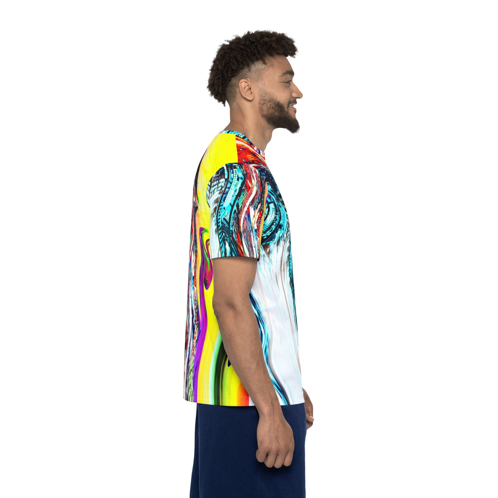 Slip And Slide - Abstract Neon Swirl Sports Jersey — Men's All-Over Athletic Print