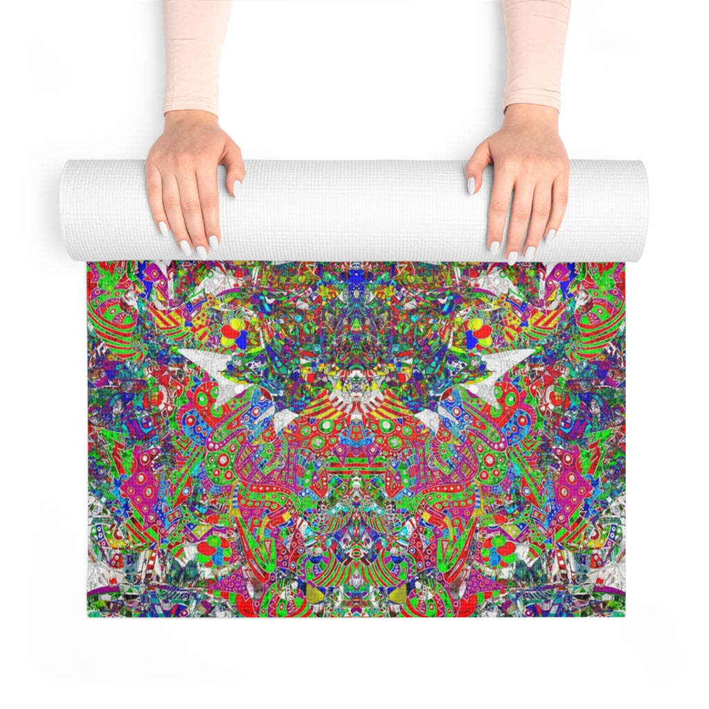D Tizzle Psychedelic Mandala Foam Yoga Mat — Colorful Abstract Meditation Mat