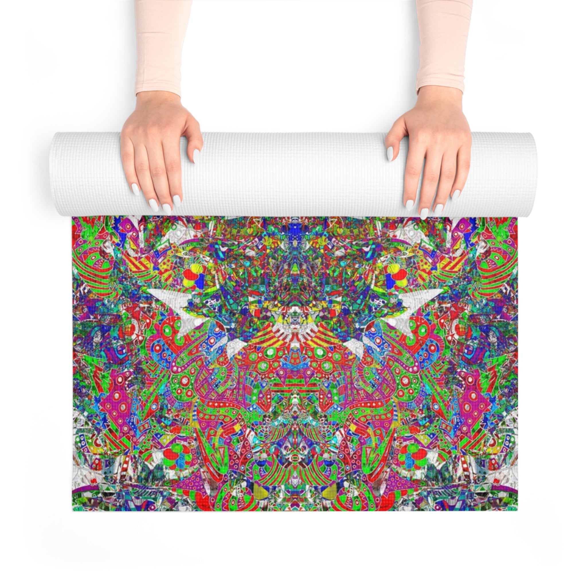 D Tizzle Psychedelic Mandala Foam Yoga Mat — Colorful Abstract Meditation Mat