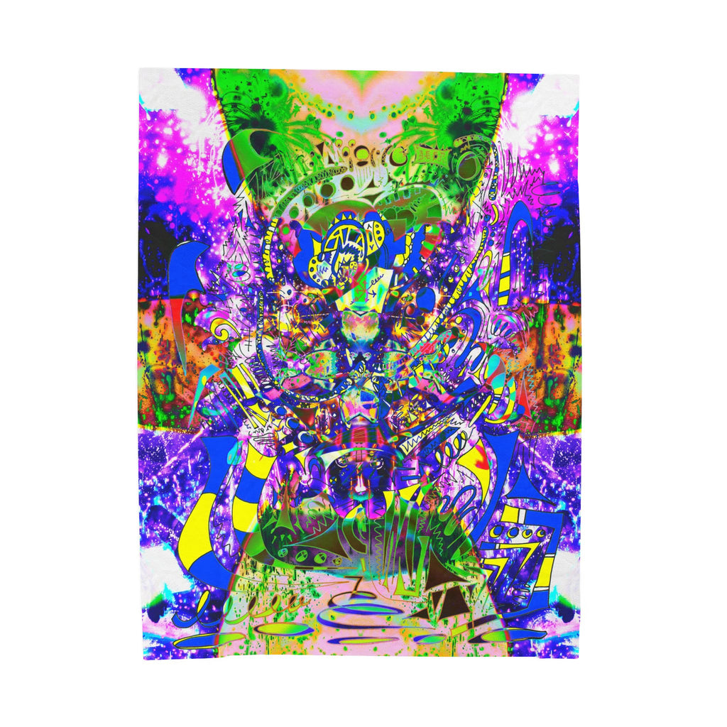 Alien Darkness 9 Plush Blanket — Vibrant Neon Art Throw