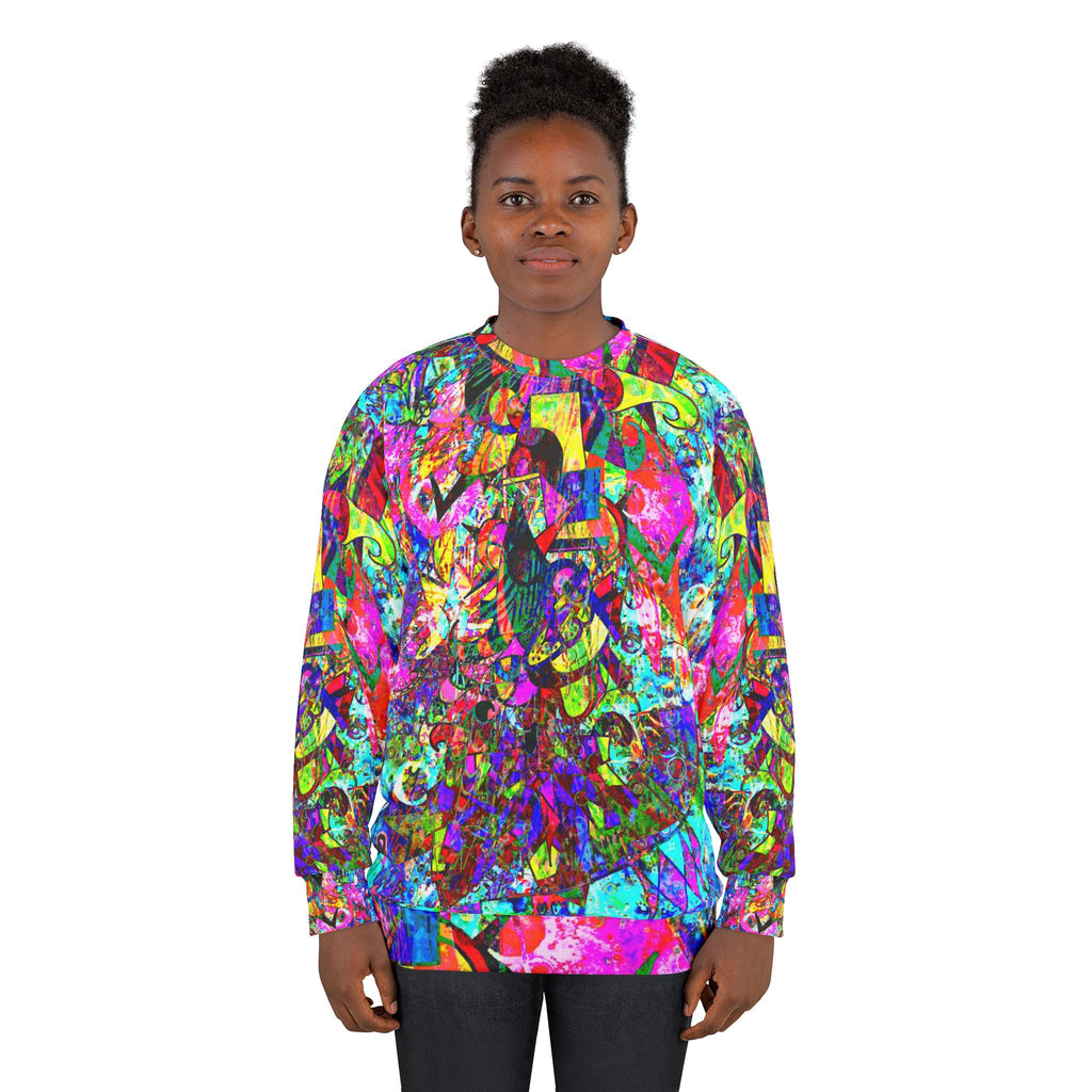 Love Monster - Psychedelic Abstract All-Over Print Sweatshirt — Vibrant Colorful Art Crewneck