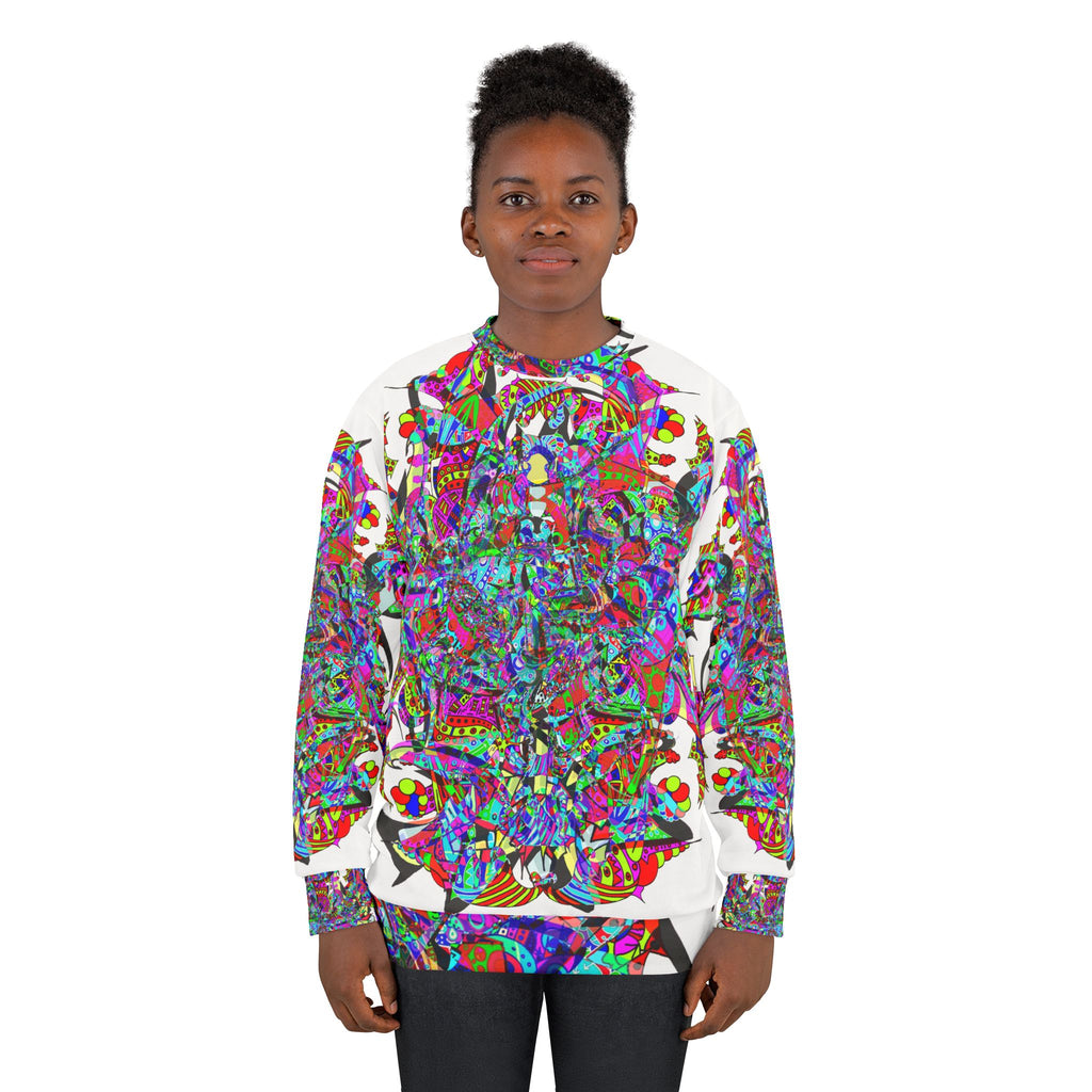 Neon Waffle Monster 12 Psychedelic Kaleidoscope Sweatshirt — Colorful Abstract All-Over Print