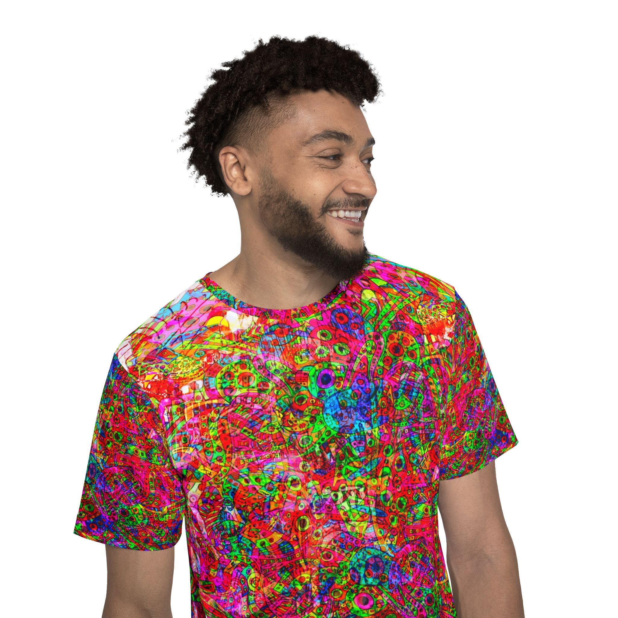 Neon Swirl Party Extravaganza - Psychedelic Floral All-Over Print Jersey
