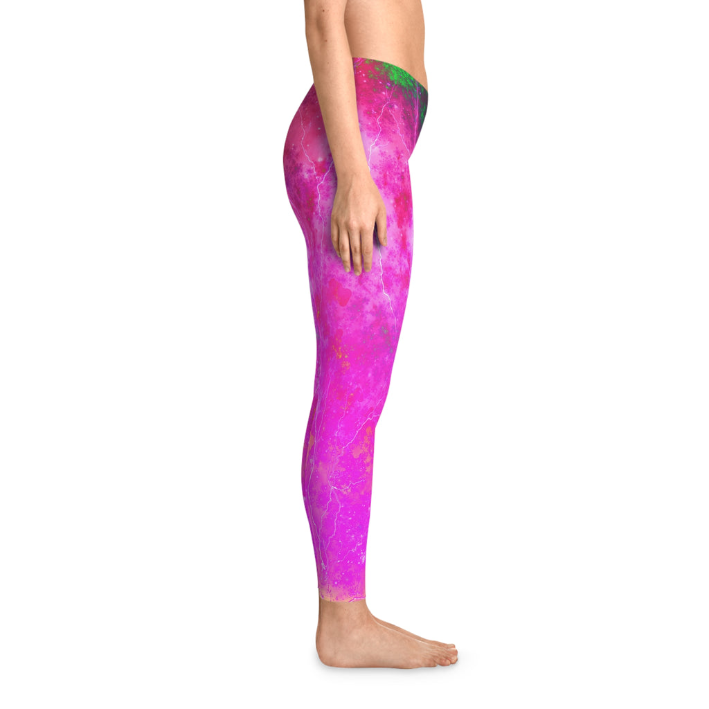 Pink Galaxy Tie-Dye Leggings — Vibrant Cosmic All-Over Print
