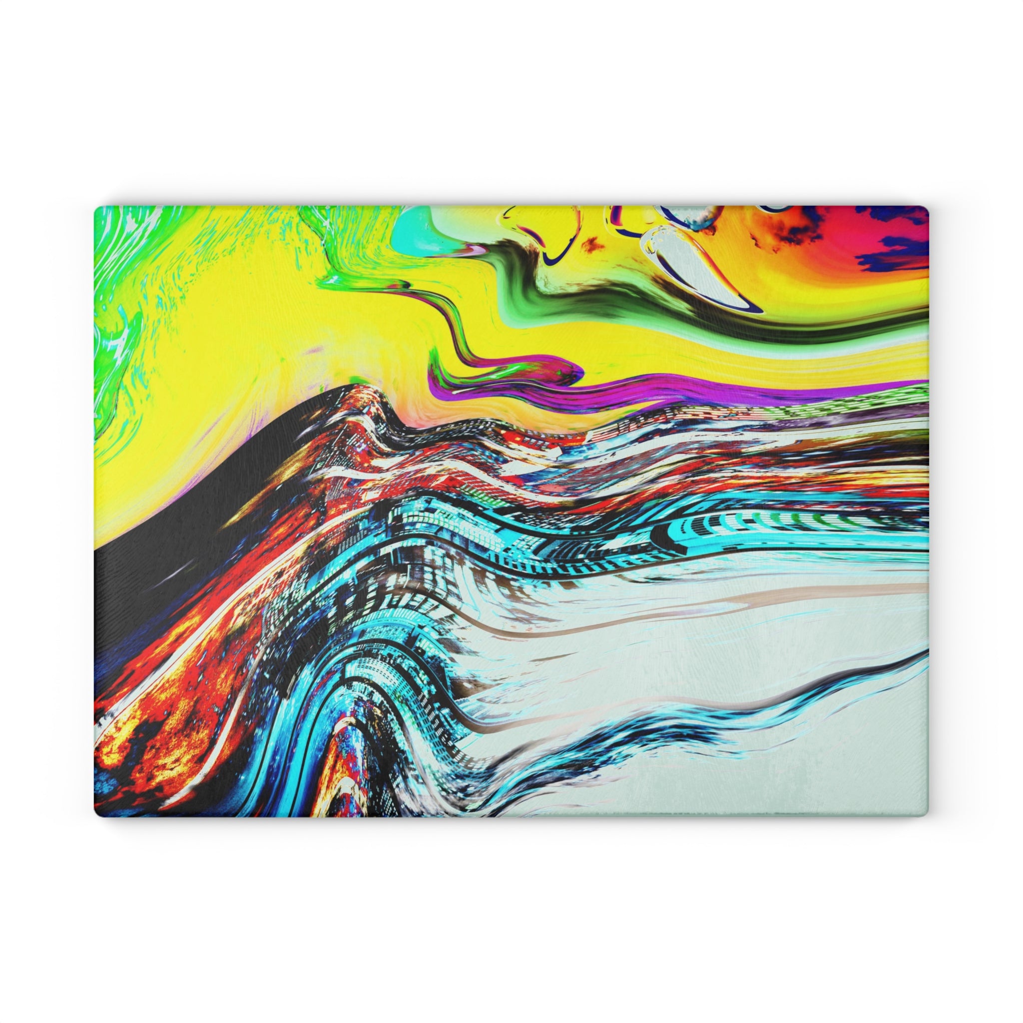Slip And Slide Glass Cutting Board — Vibrant Marbleized Kitchen Prep Surface
