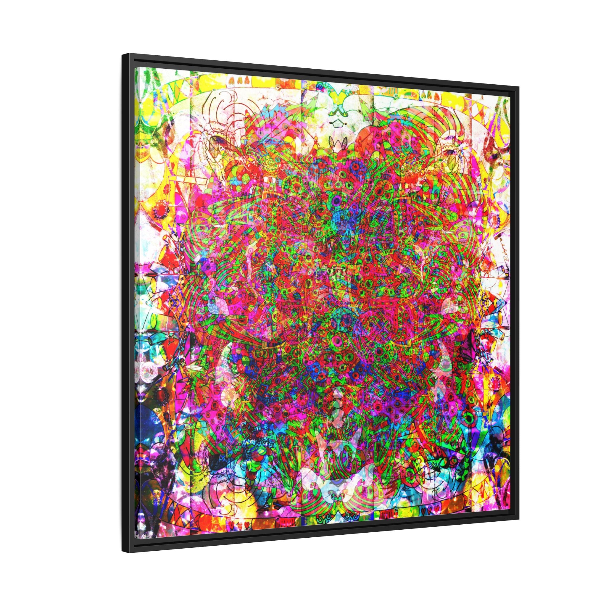 Neon Swirl Party Extravaganza Canvas Art — Vibrant Kaleidoscope Wall Print