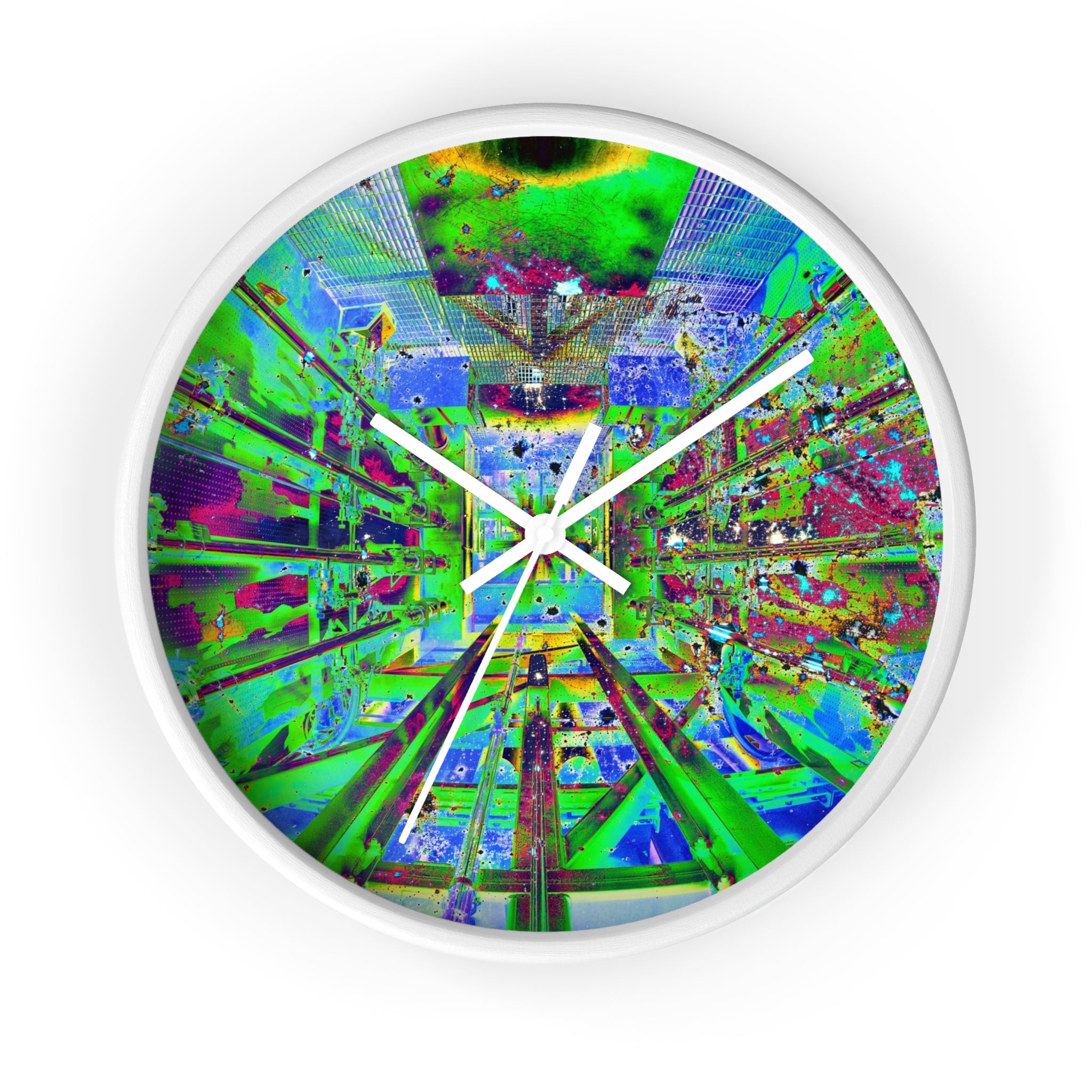 Hyperspace Room 22 Wall Clock — Abstract Retro Futurism Timepiece