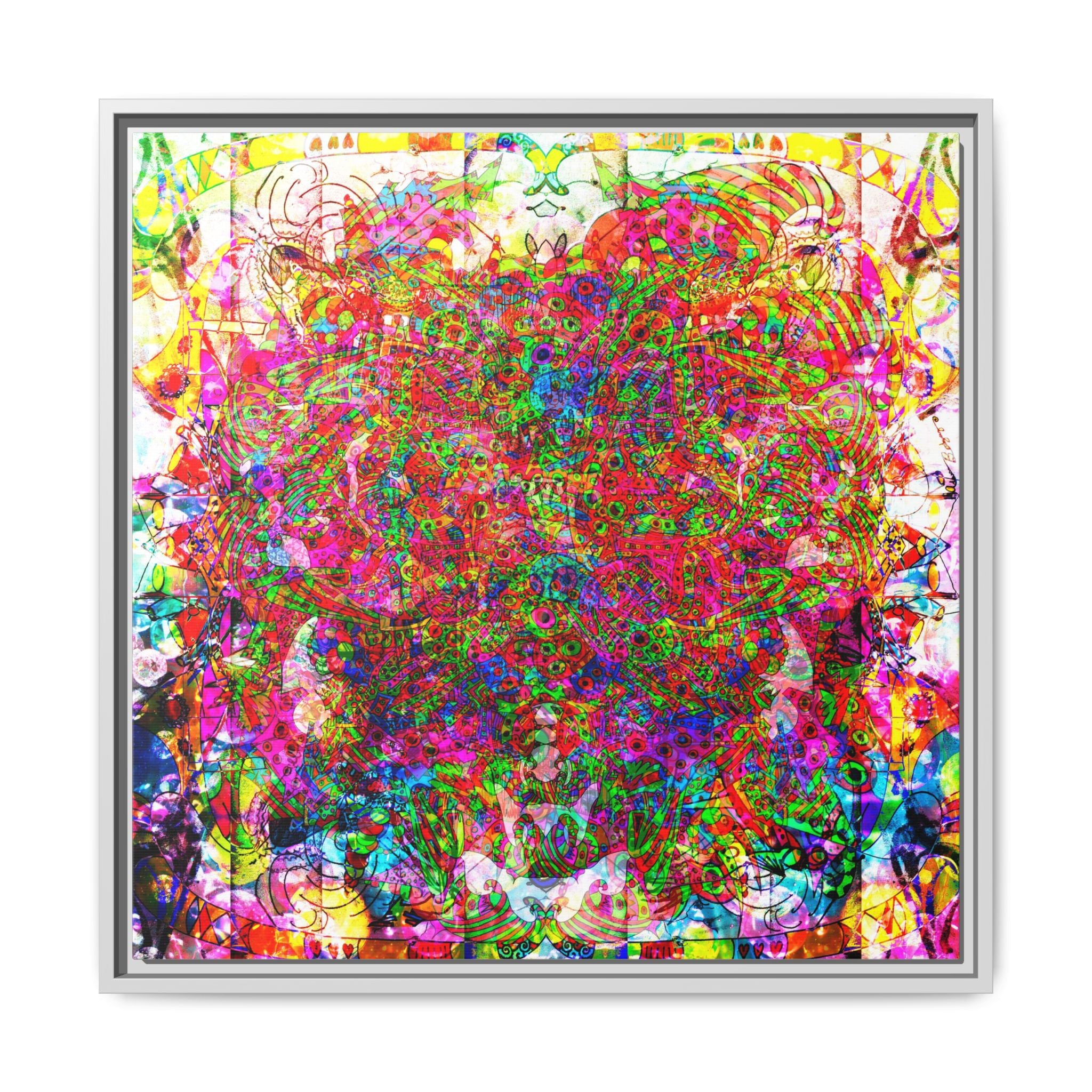 Neon Swirl Party Extravaganza Canvas Art — Vibrant Kaleidoscope Wall Print