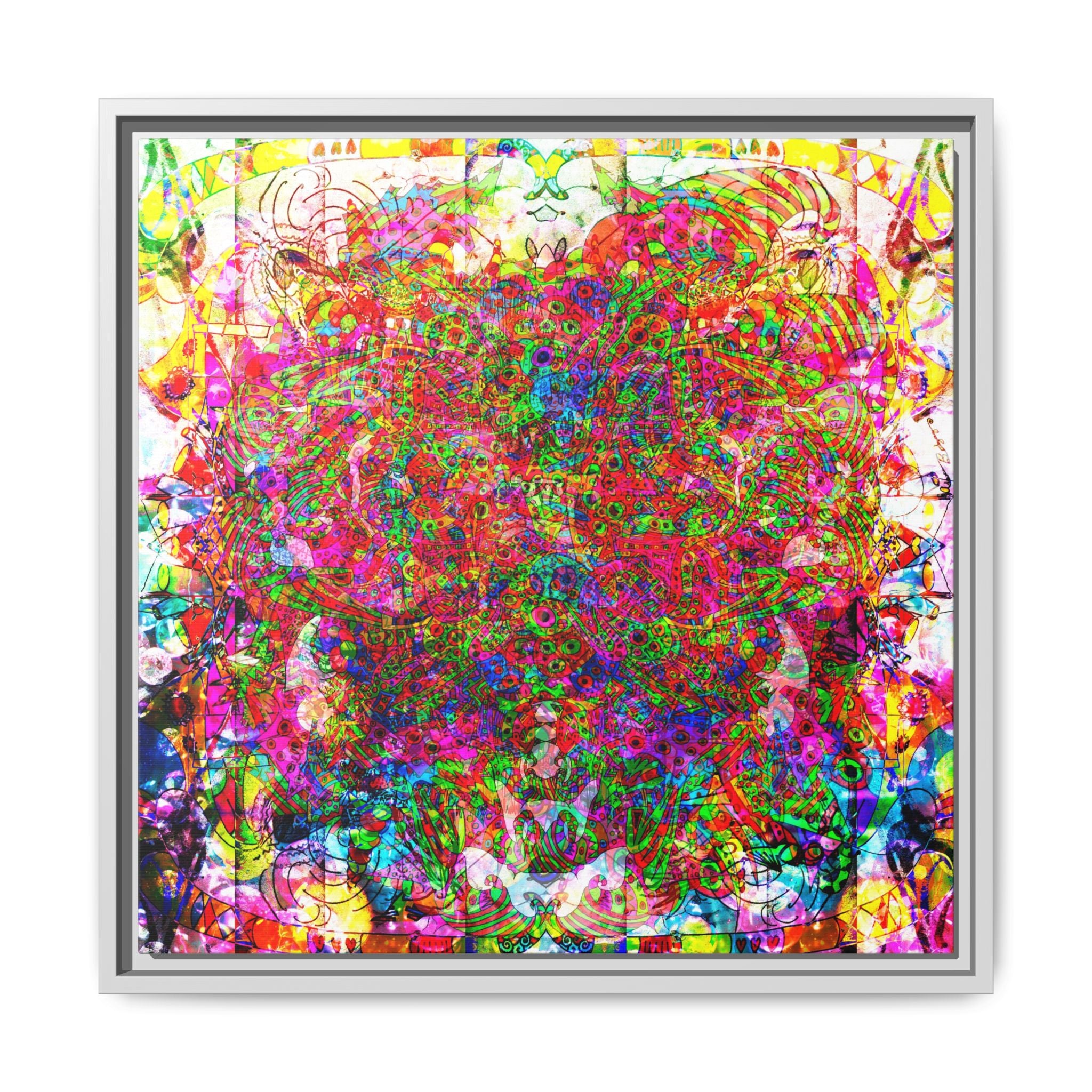 Neon Swirl Party Extravaganza Canvas Art — Vibrant Kaleidoscope Wall Print