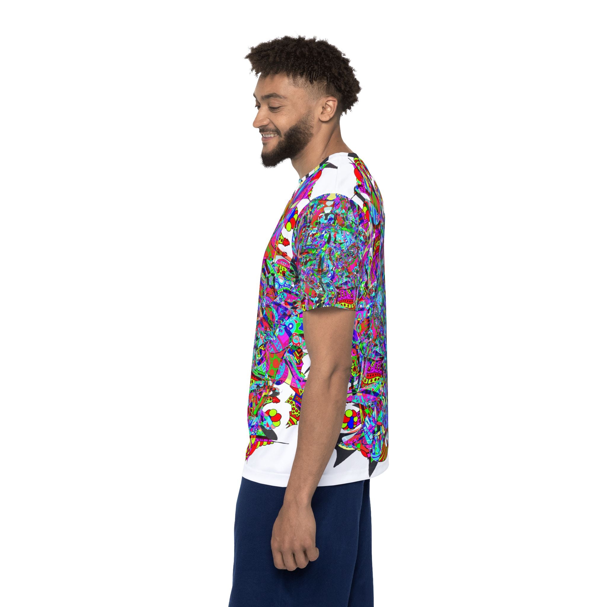 Neon Waffle Monster 12 - Psychedelic Floral Men's Sports Jersey — All-Over Print Vibrant Athletic Wear