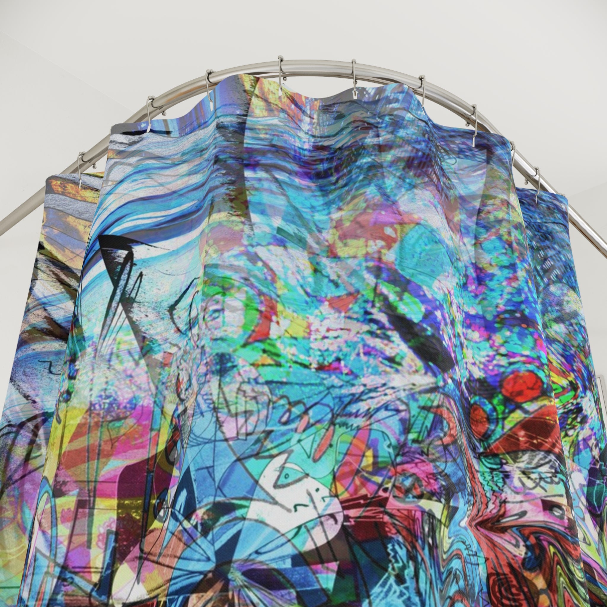 Now You're Stuck 44 - Abstract Color Burst Shower Curtain — Vibrant Psychedelic Bathroom Decor