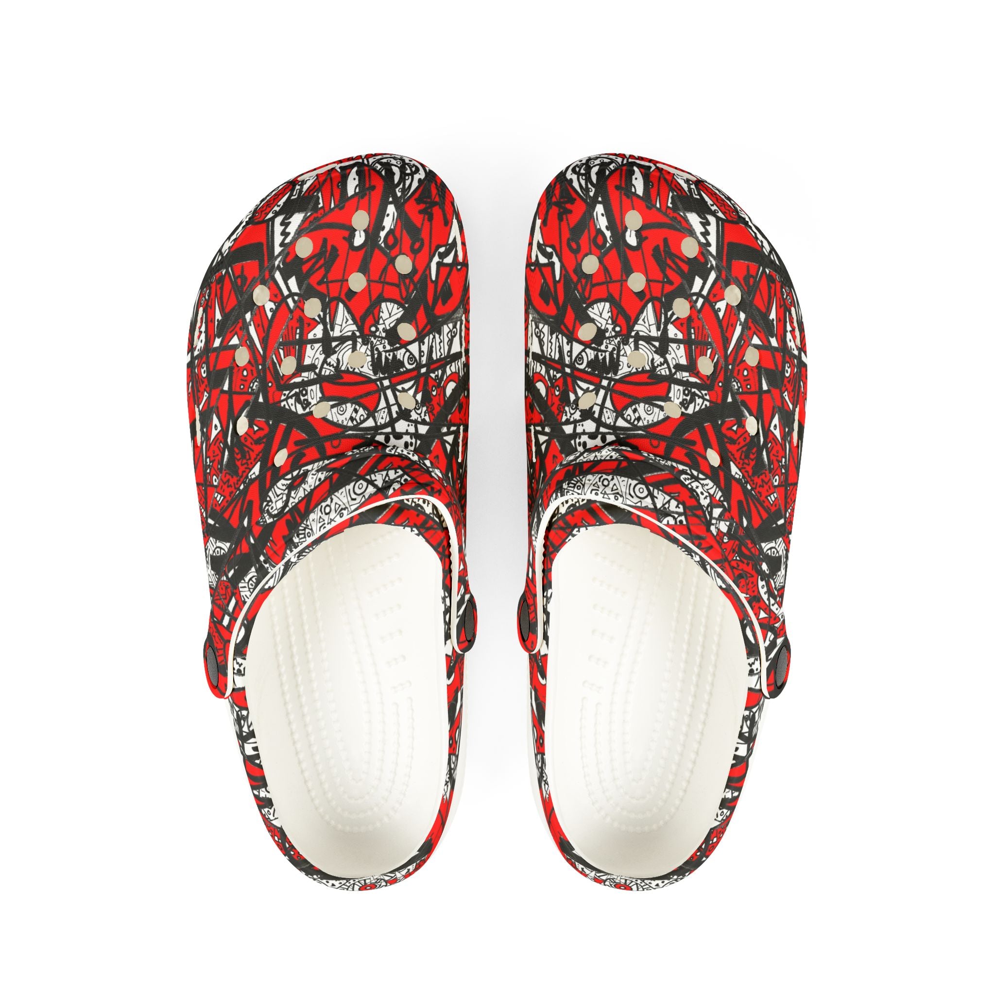 Nobody Touches Nothin' - Red Abstract Splash EVA Foam Clogs