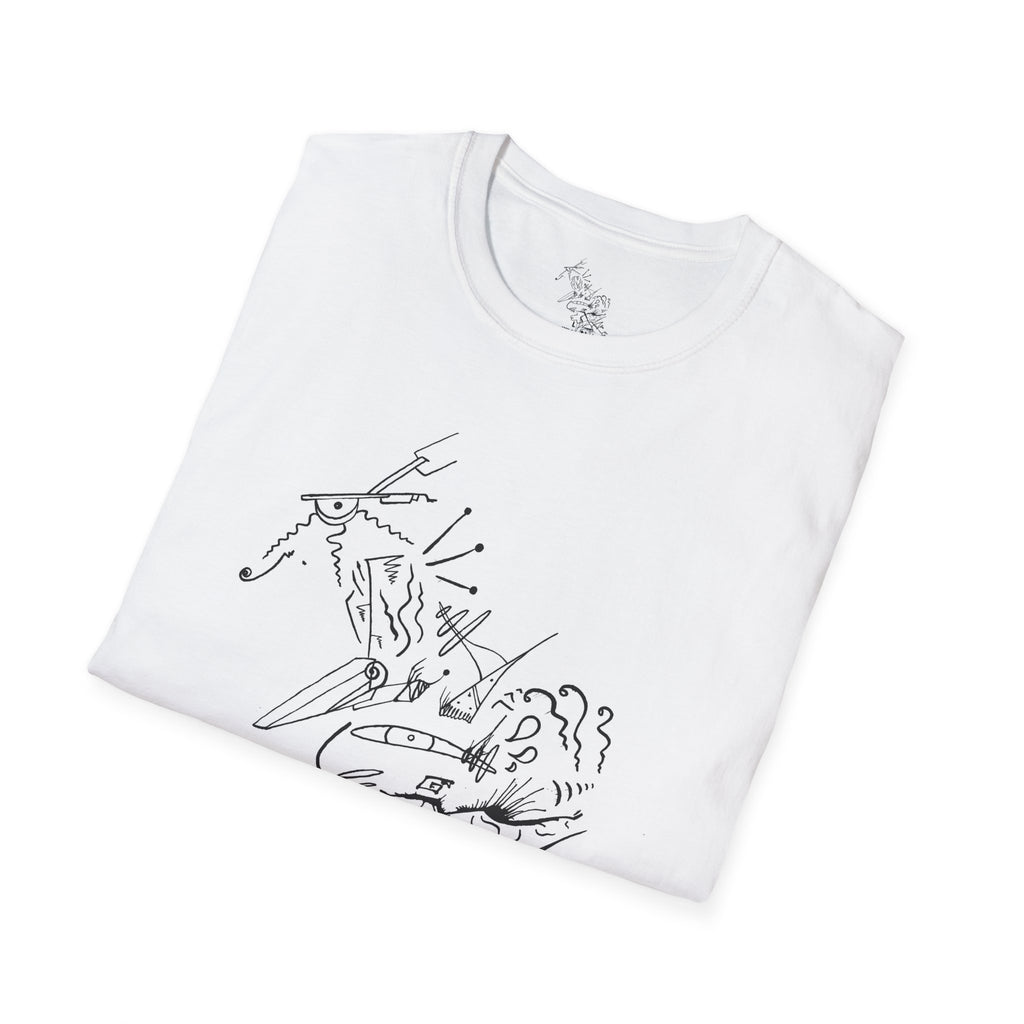 Dubstep Chicken T-Shirt — Minimal Black Sketch Graphic Tee