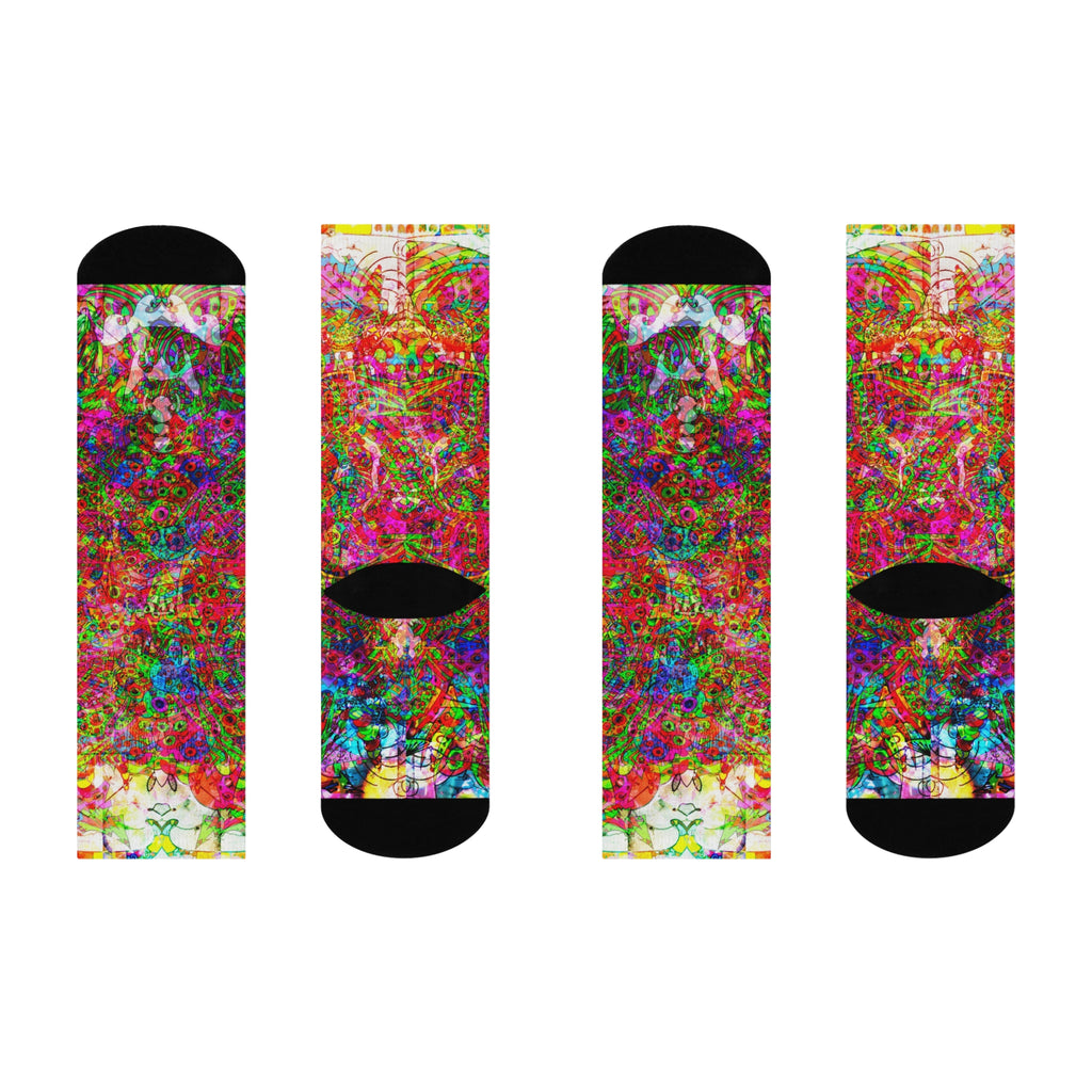 Neon Swirl Party Extravaganza Cushioned Crew Socks