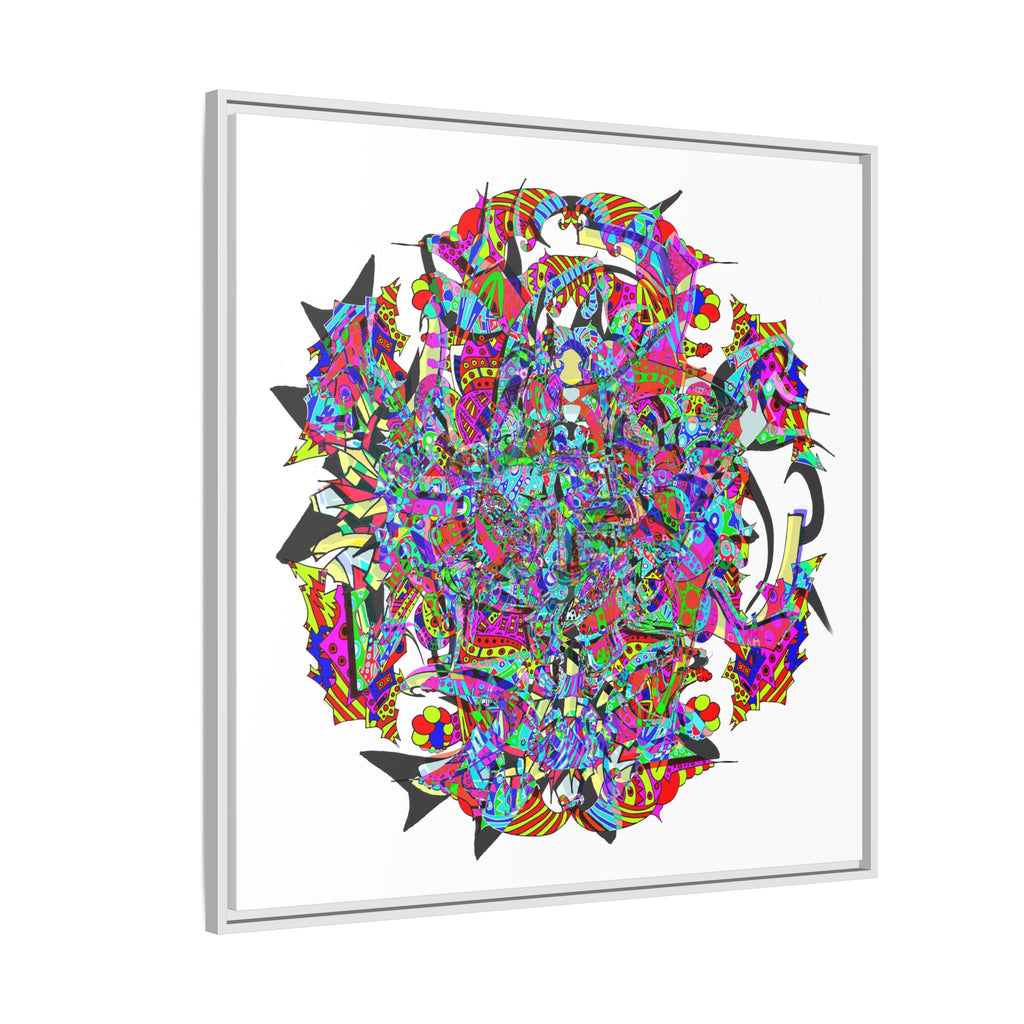 Neon Waffle Monster 12 Framed Canvas Art — Psychedelic Geometric Wall Print