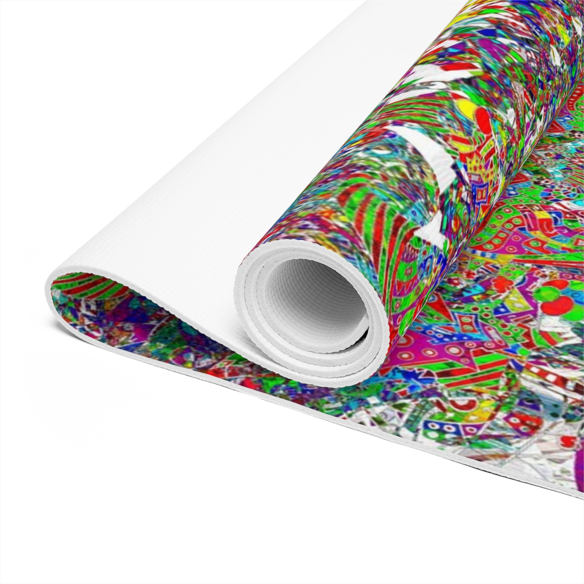 D Tizzle Psychedelic Mandala Foam Yoga Mat — Colorful Abstract Meditation Mat