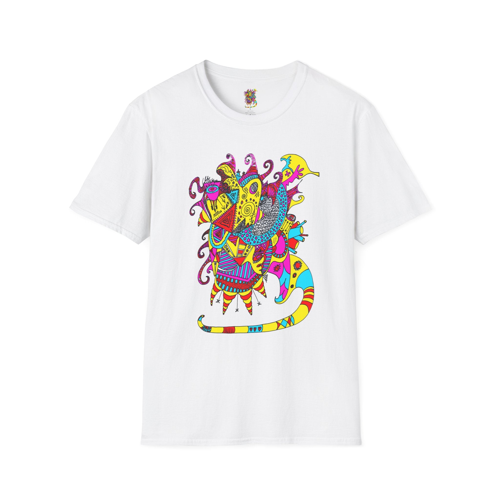 Neon Masquerade T-Shirt — Colorful Abstract Graphic Tee