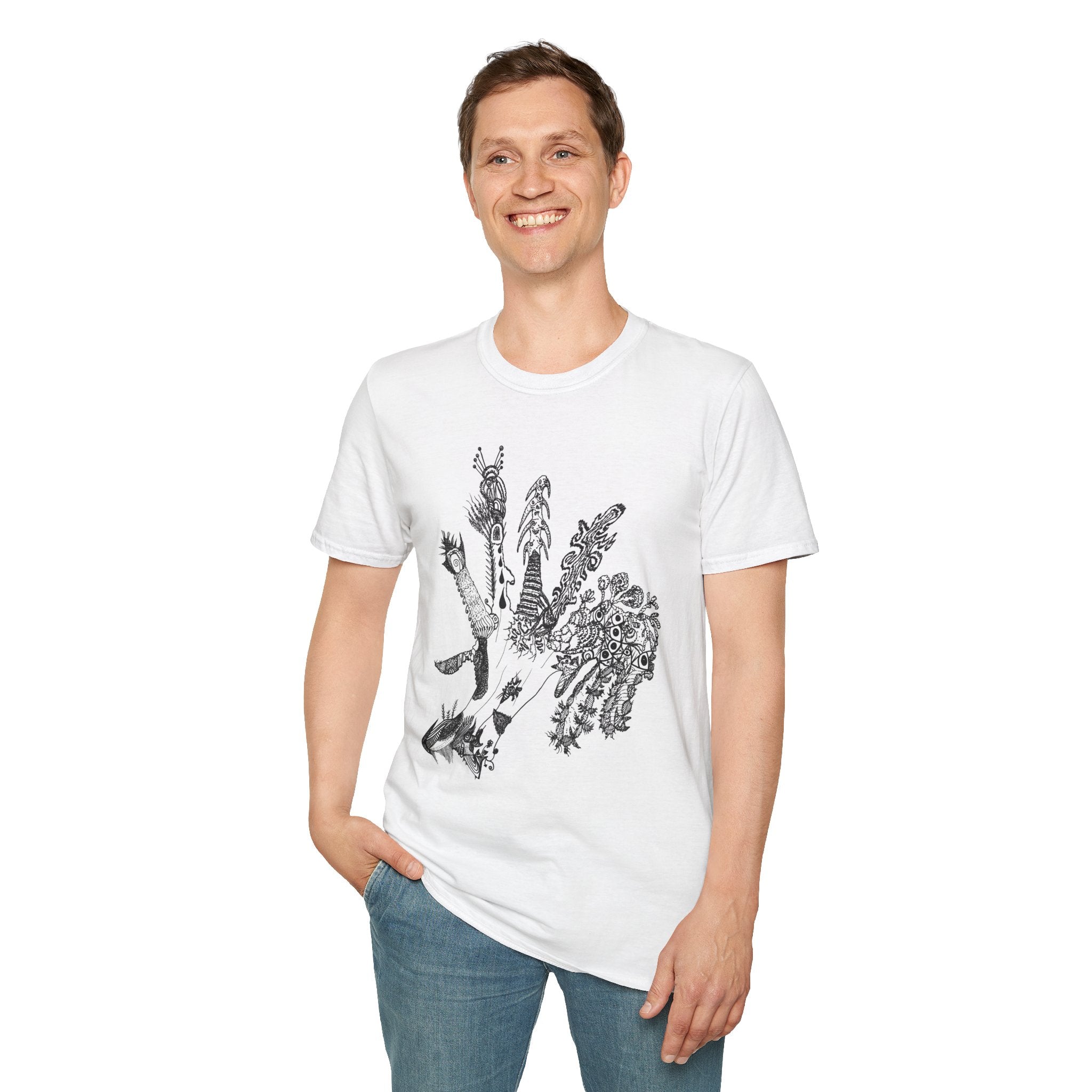 Rabbit Hand T-Shirt — Black Ink Illustration Tee