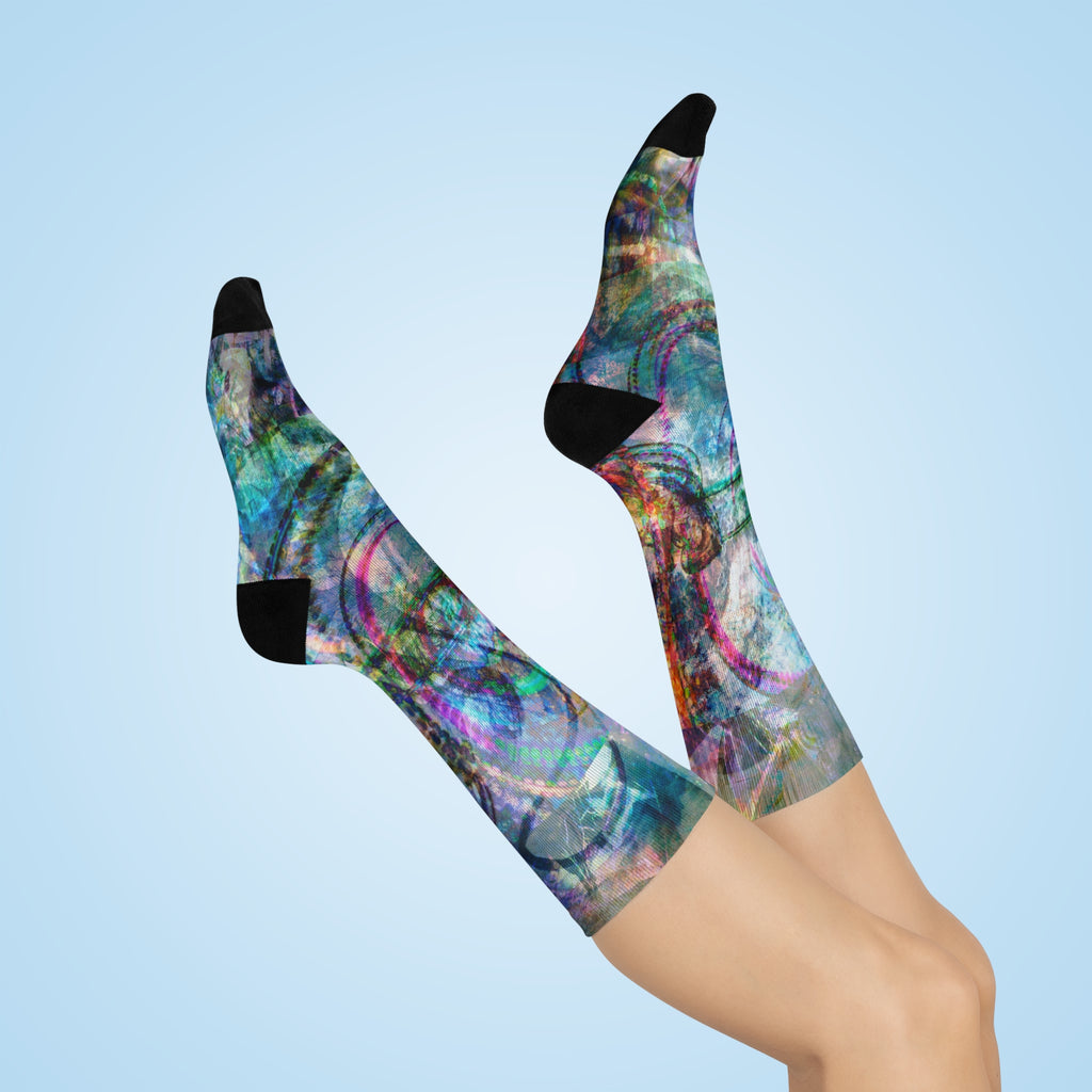 Mega Millions Crew Socks — Cushioned Colorful Swirl Design