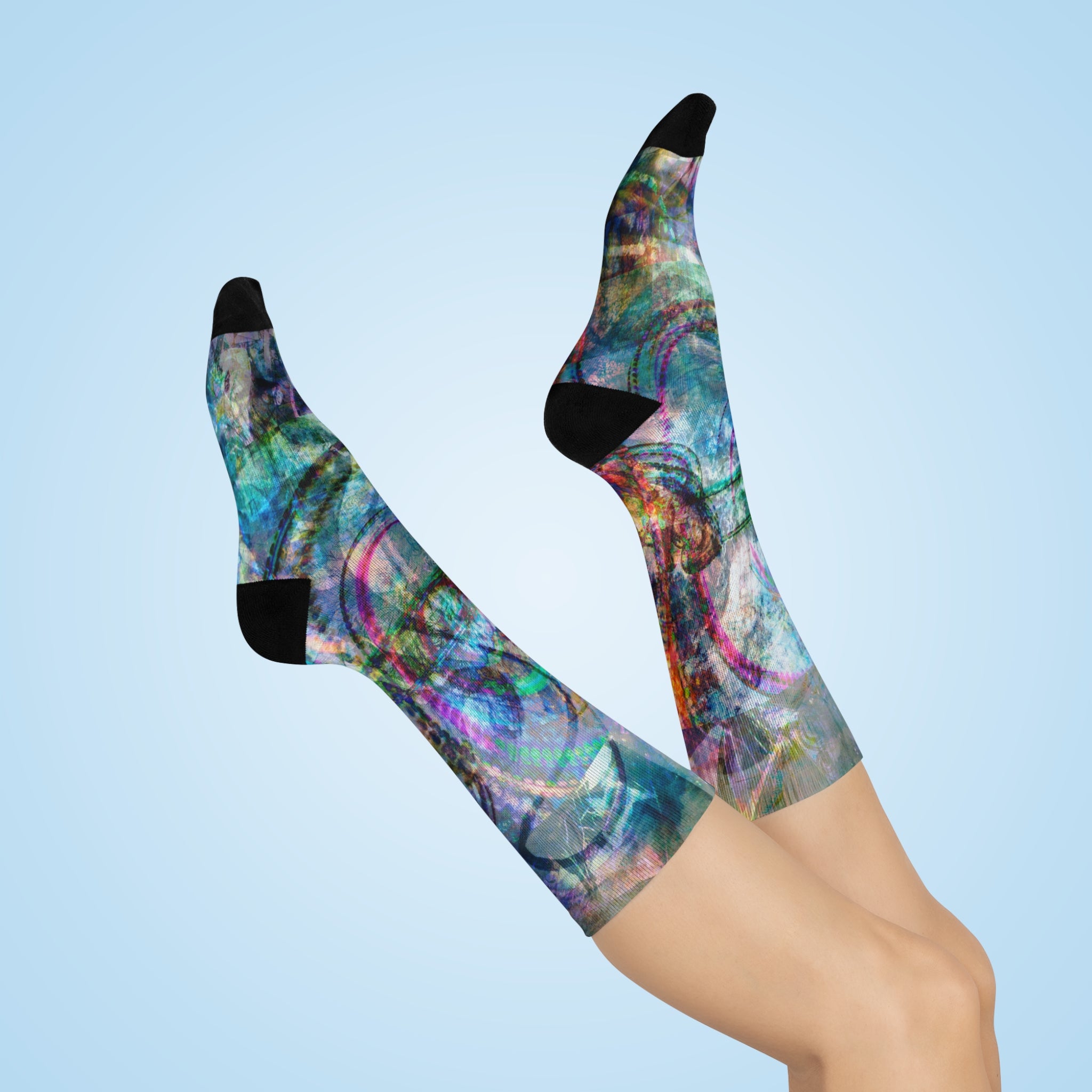 Mega Millions Crew Socks — Cushioned Colorful Swirl Design