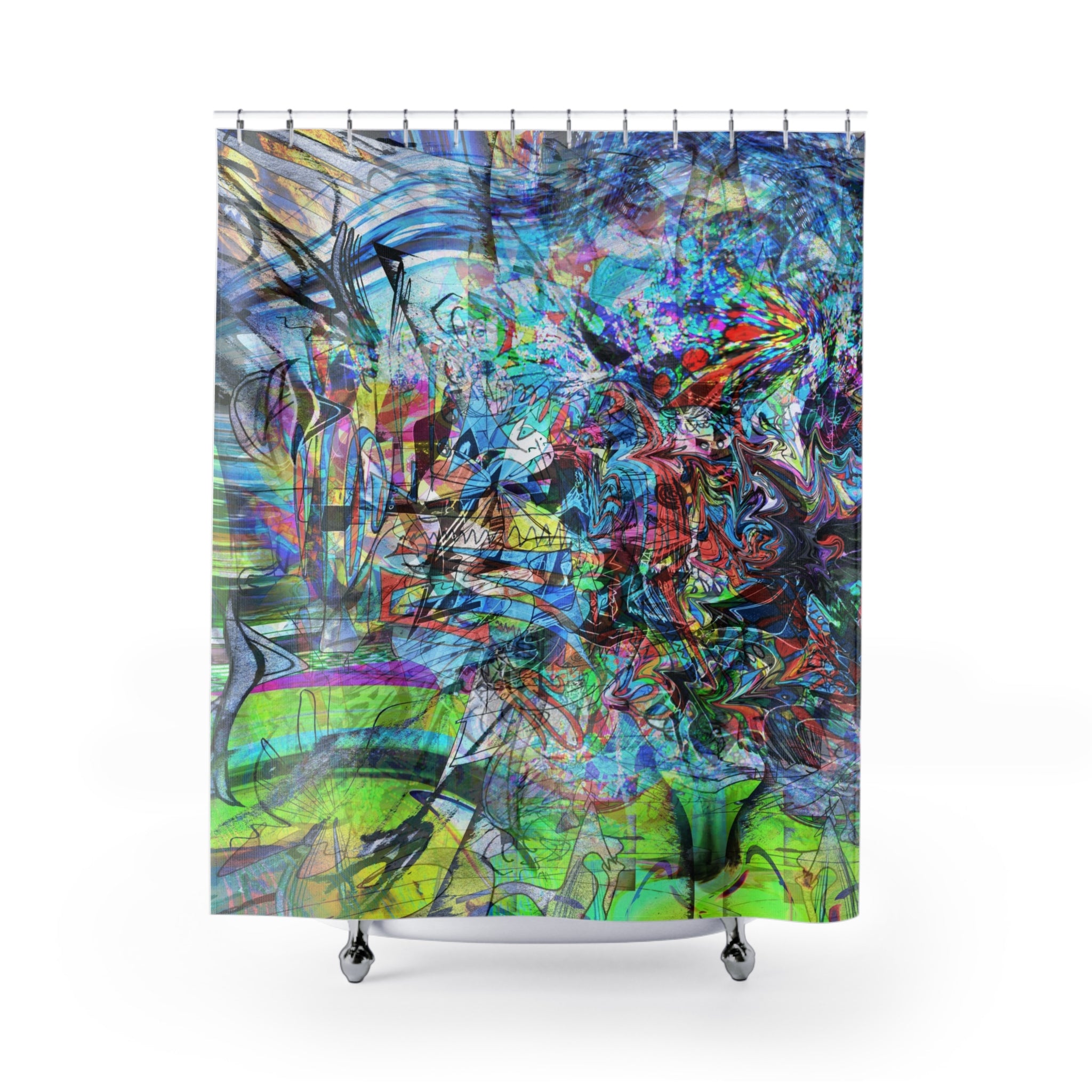 Now You're Stuck 44 - Abstract Color Burst Shower Curtain — Vibrant Psychedelic Bathroom Decor