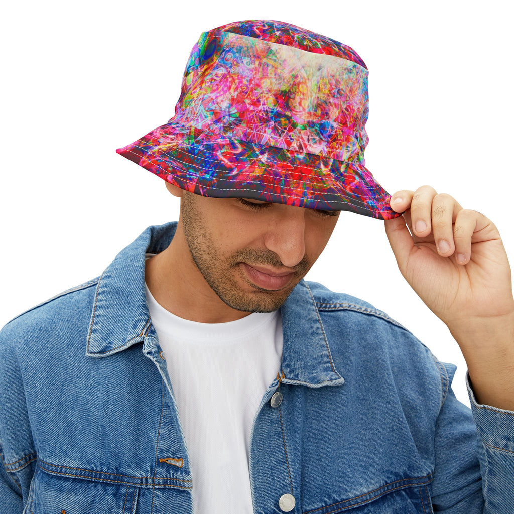 Arashaya Bucket Hat — Vibrant Abstract AOP Sun Hat