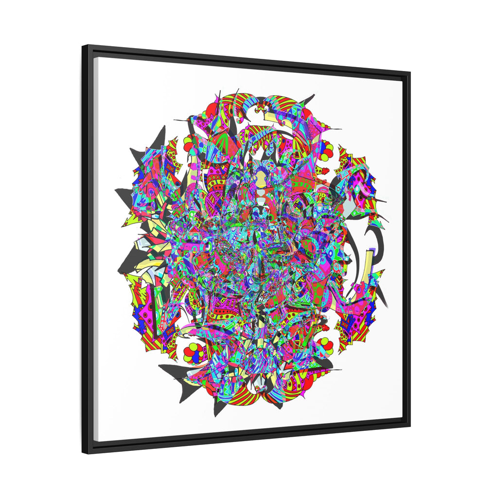 Neon Waffle Monster 12 Framed Canvas Art — Psychedelic Geometric Wall Print