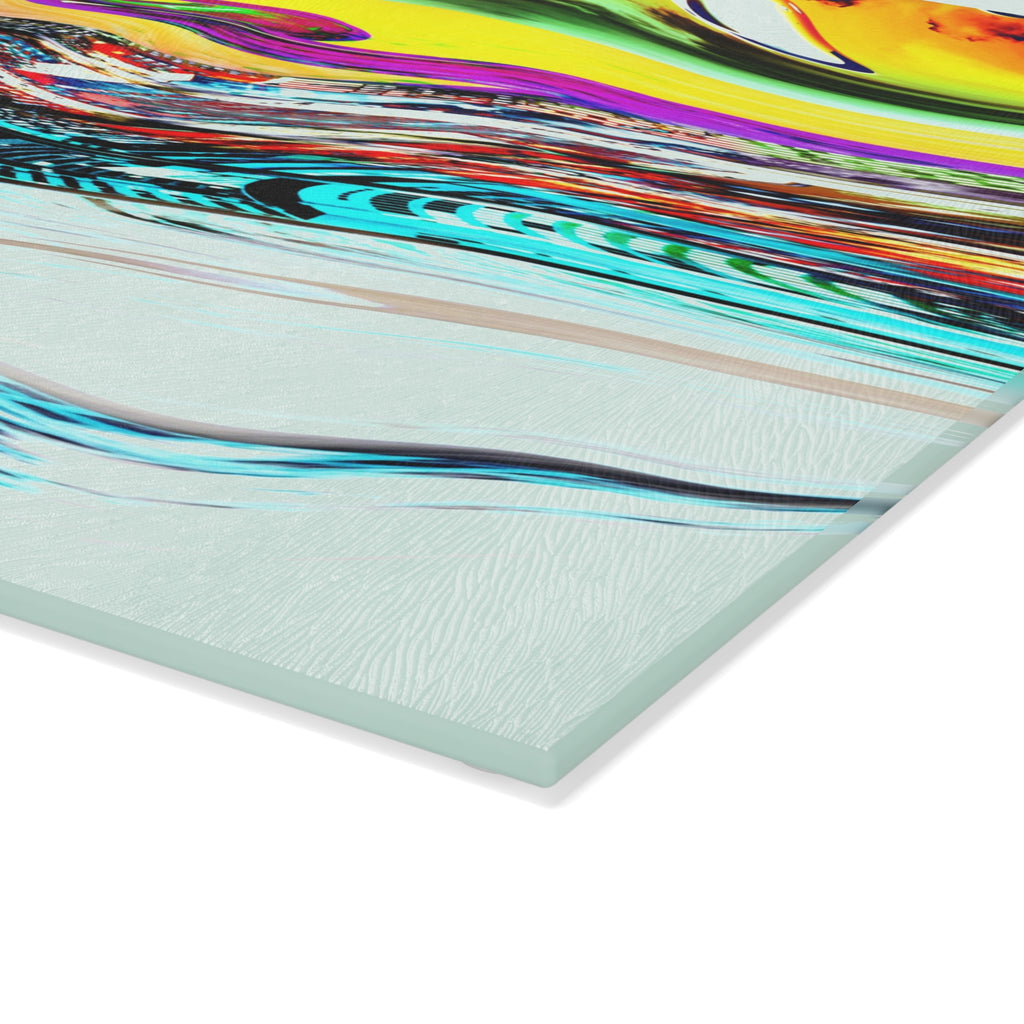 Slip And Slide Glass Cutting Board — Vibrant Marbleized Kitchen Prep Surface