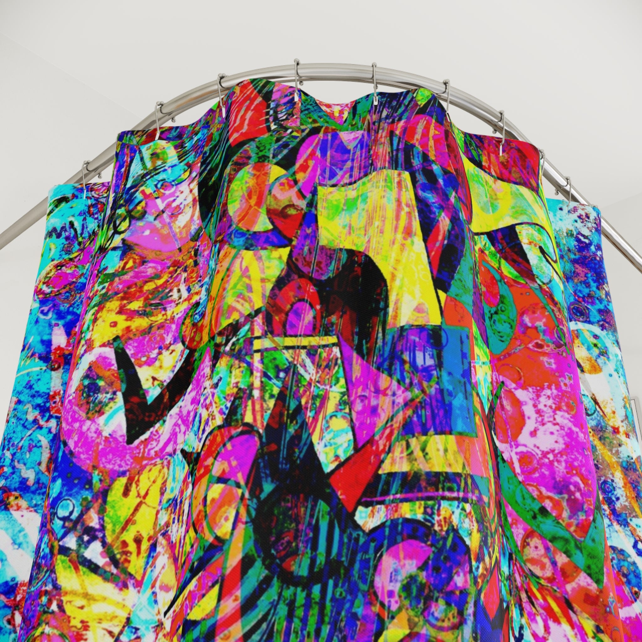 Love Monster - Abstract Neon Graffiti Shower Curtain