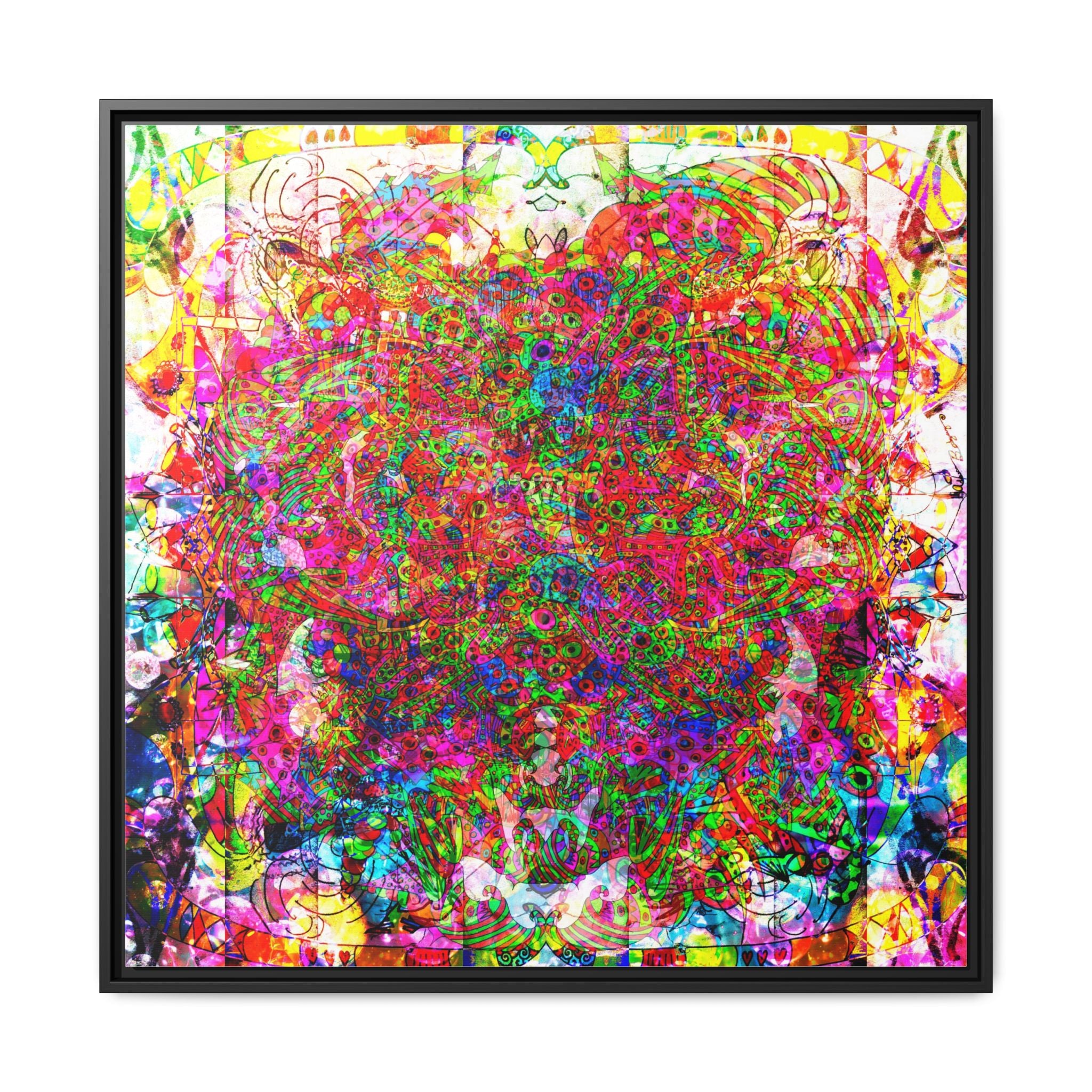 Neon Swirl Party Extravaganza Canvas Art — Vibrant Kaleidoscope Wall Print