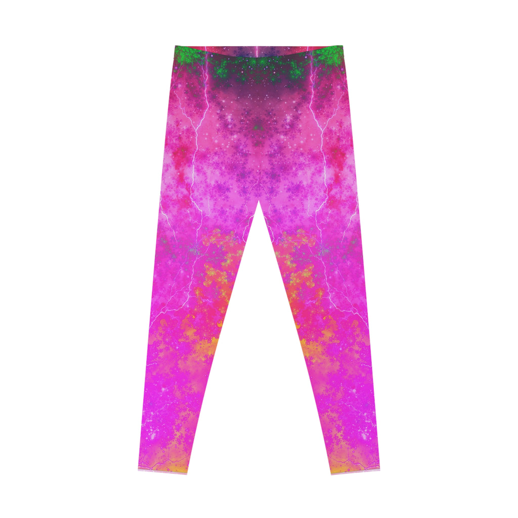 Pink Galaxy Tie-Dye Leggings — Vibrant Cosmic All-Over Print