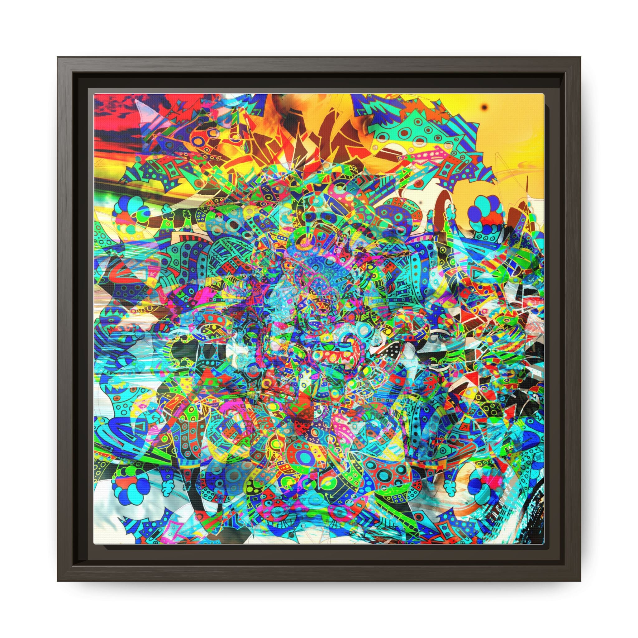 HYPERDIMENSIONAL SURFER - Framed Abstract Multi-Color Canvas Art — Vibrant Psychedelic Wall Decor
