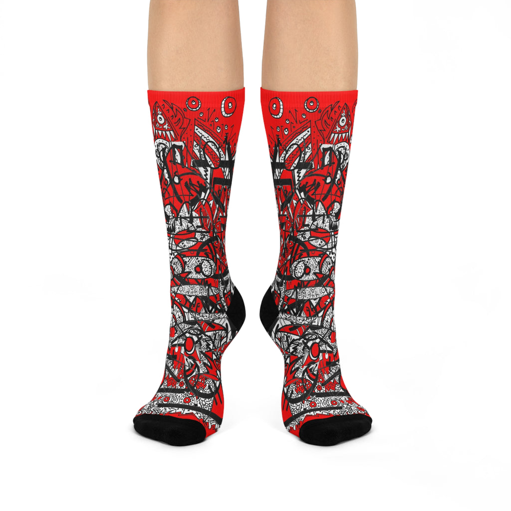 Nobody Touches Nothin' (Red Version 2) Cushioned Crew Socks