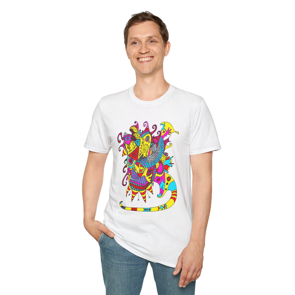 Neon Masquerade T-Shirt — Colorful Abstract Graphic Tee