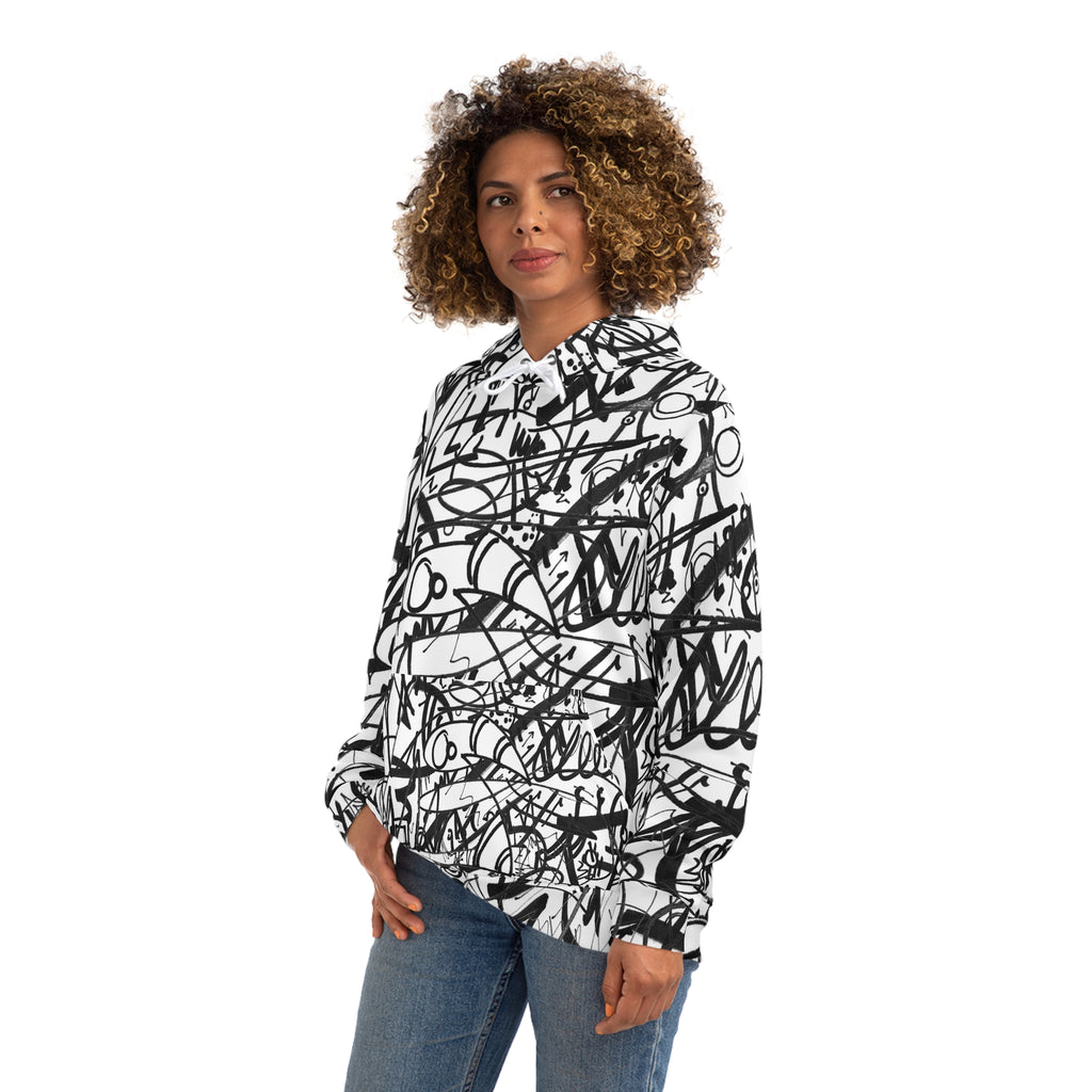 The Real Time Is Now (Black And White) Fashion Hoodie - All Over Print