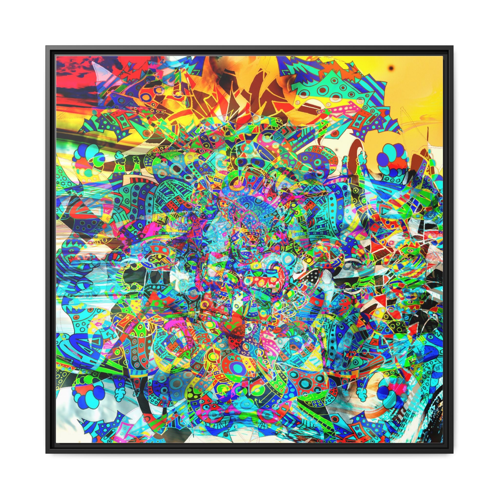 HYPERDIMENSIONAL SURFER - Framed Abstract Multi-Color Canvas Art — Vibrant Psychedelic Wall Decor