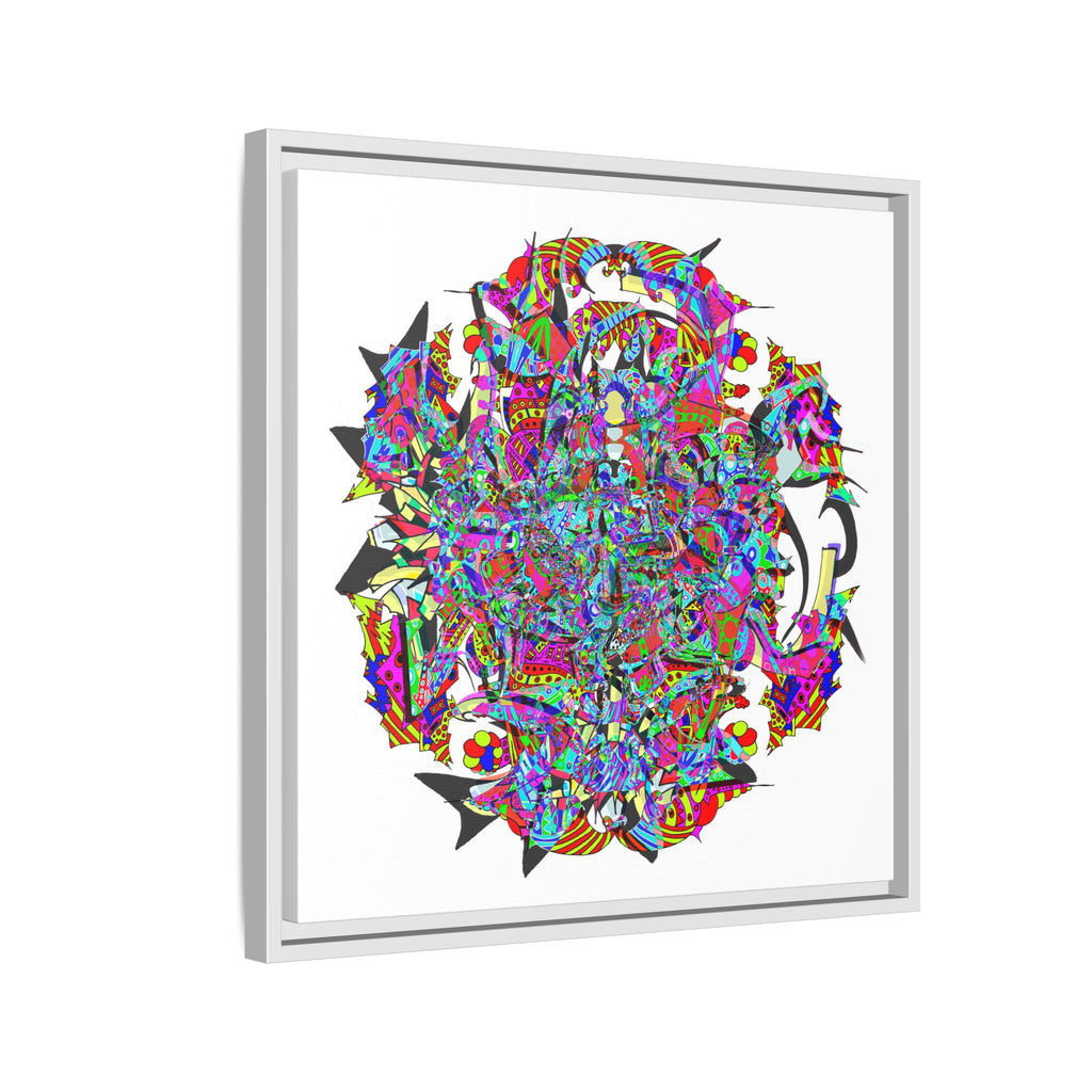 Neon Waffle Monster 12 Framed Canvas Art — Psychedelic Geometric Wall Print