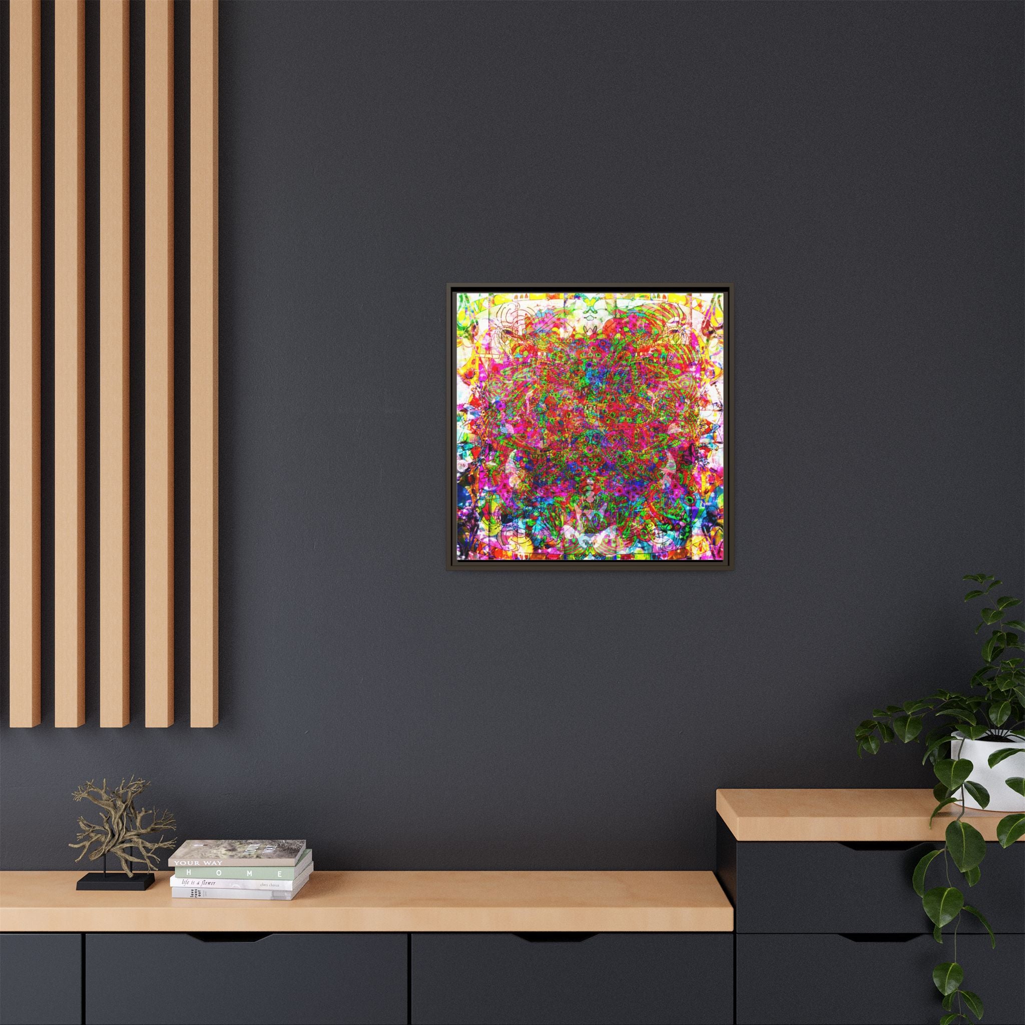 Neon Swirl Party Extravaganza Canvas Art — Vibrant Kaleidoscope Wall Print