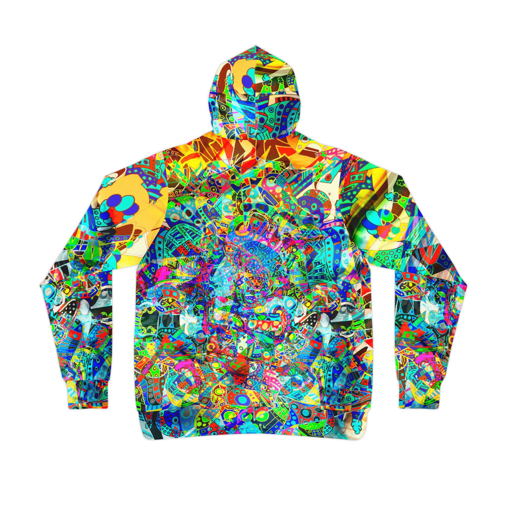 HYPERDIMENSIONAL SURFER - Psychedelic All-Over Print Hoodie — Vibrant Abstract Athletic Pullover