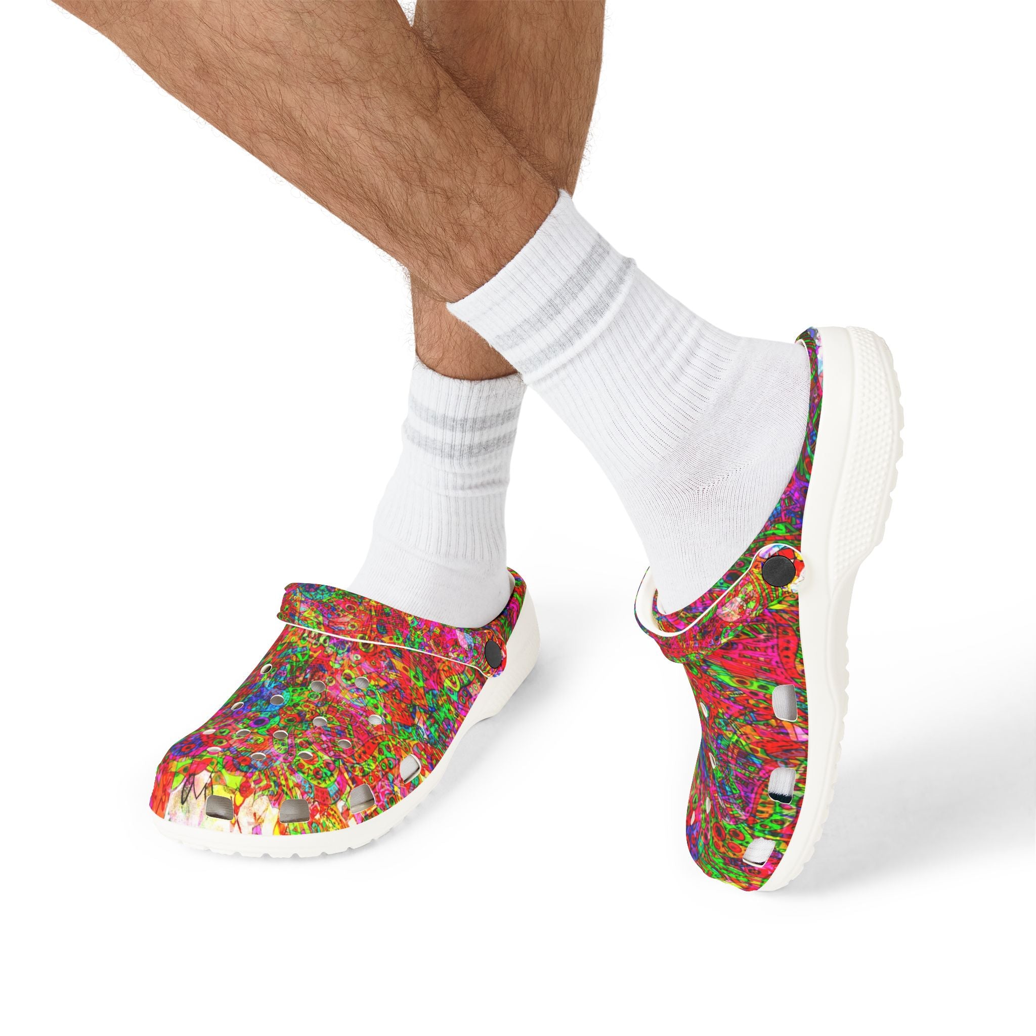 Neon Swirl Party Extravaganza - Colorful EVA Foam Clogs — Lightweight Rubber Slip-On Shoes