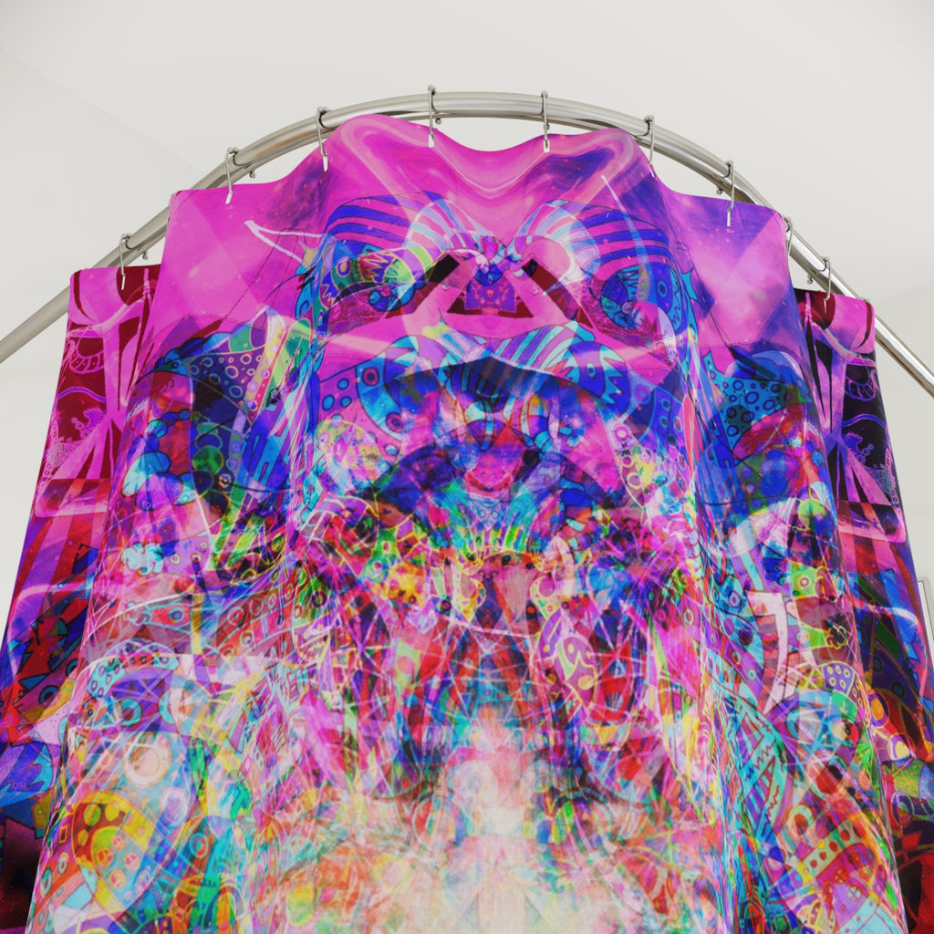 Arashaya - Psychedelic Pink Mandala Shower Curtain — Vibrant Abstract Bathroom Decor