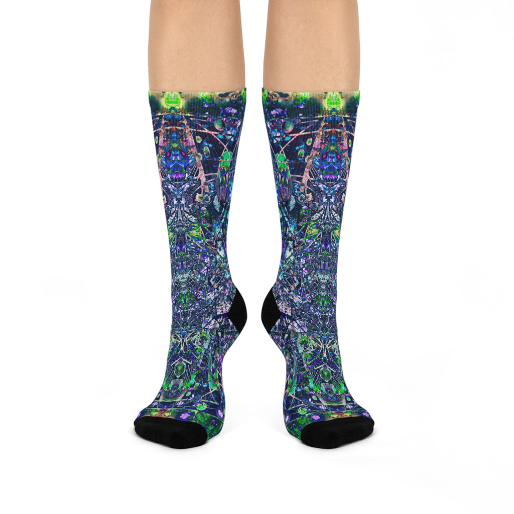 KAWABONGA Cushioned Crew Socks — Colorful Psychedelic Pattern