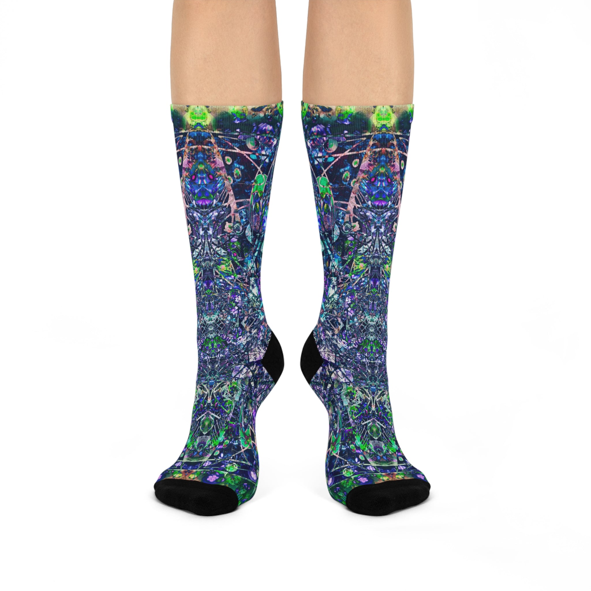 KAWABONGA Cushioned Crew Socks — Colorful Psychedelic Pattern
