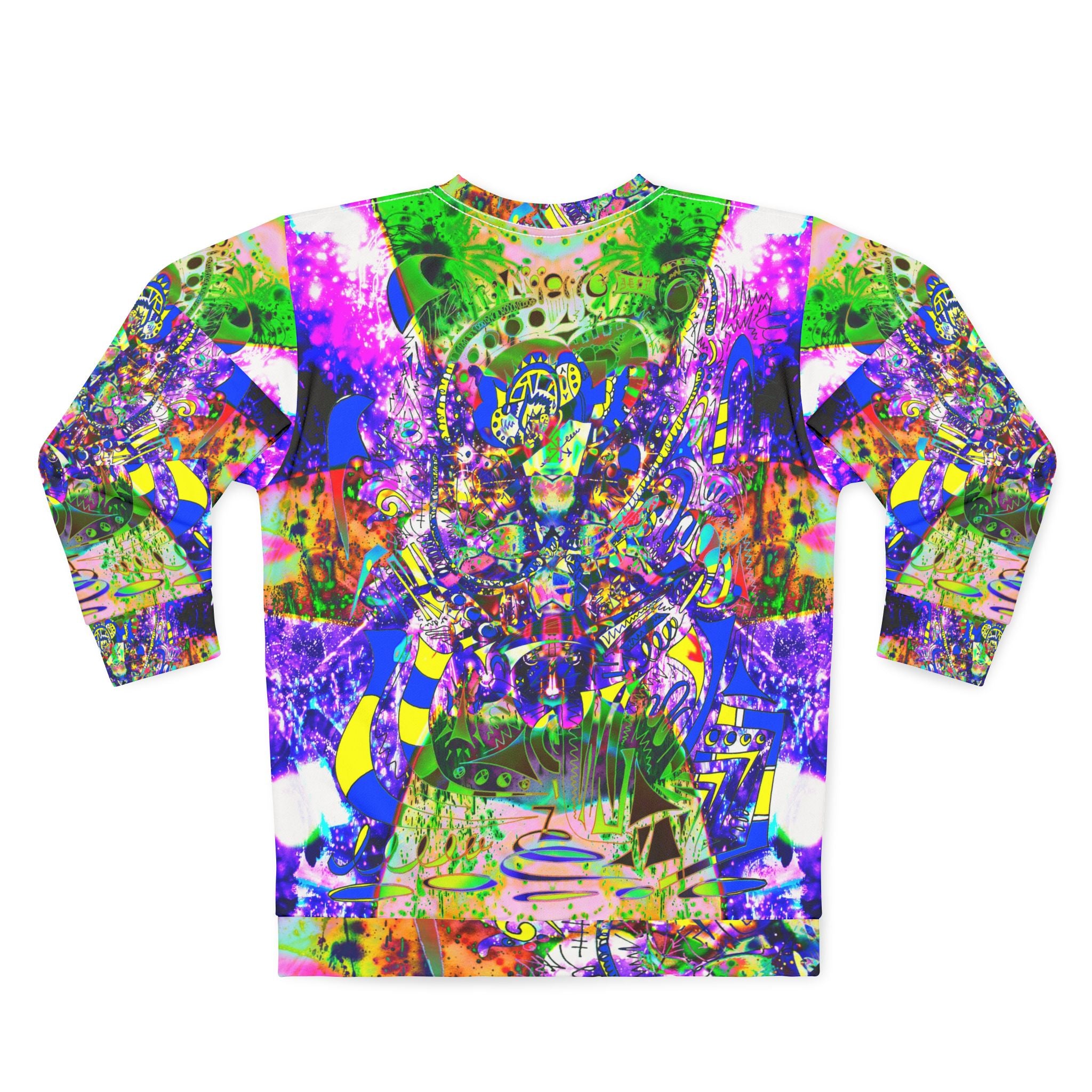 Alien Darkness 9 - Psychedelic Abstract All-Over Print Sweatshirt — Vibrant Trippy Art Crewneck