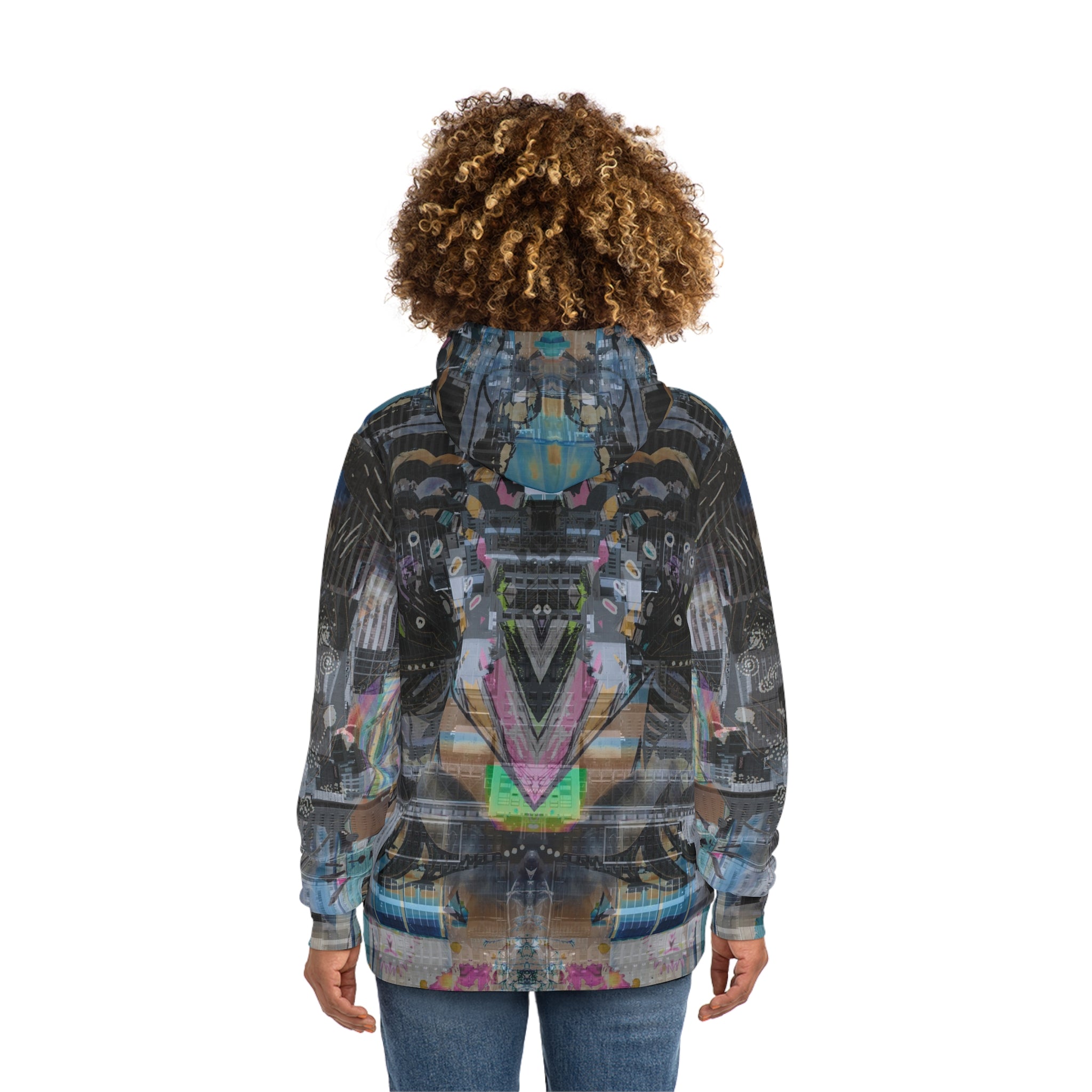 Novelty 131 - Abstract Urban Collage Hoodie — Symmetrical Graffiti AOP Pullover