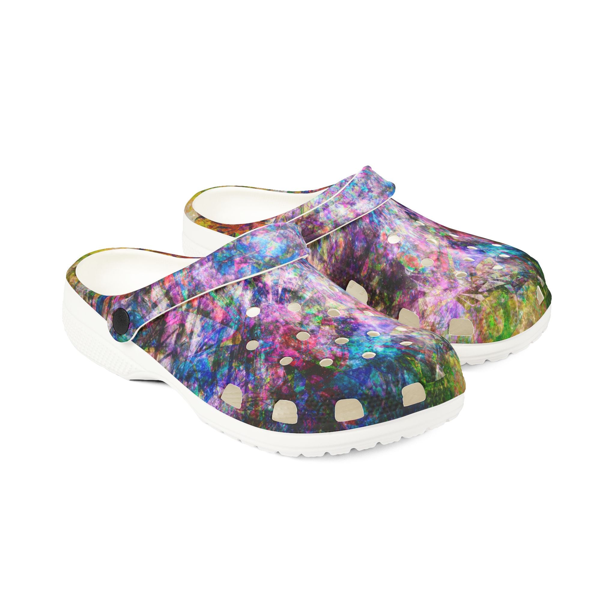 Space Shower 2 - Galaxy Confetti EVA Clogs — Colorful Slip-On Garden Shoes