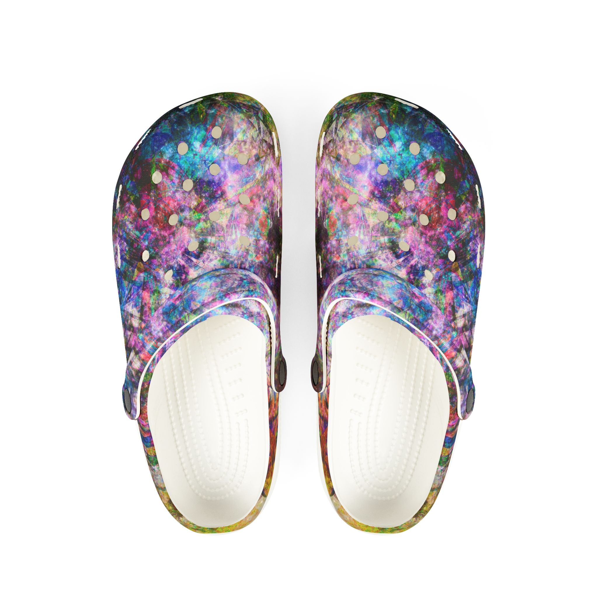 Space Shower 2 - Galaxy Confetti EVA Clogs — Colorful Slip-On Garden Shoes