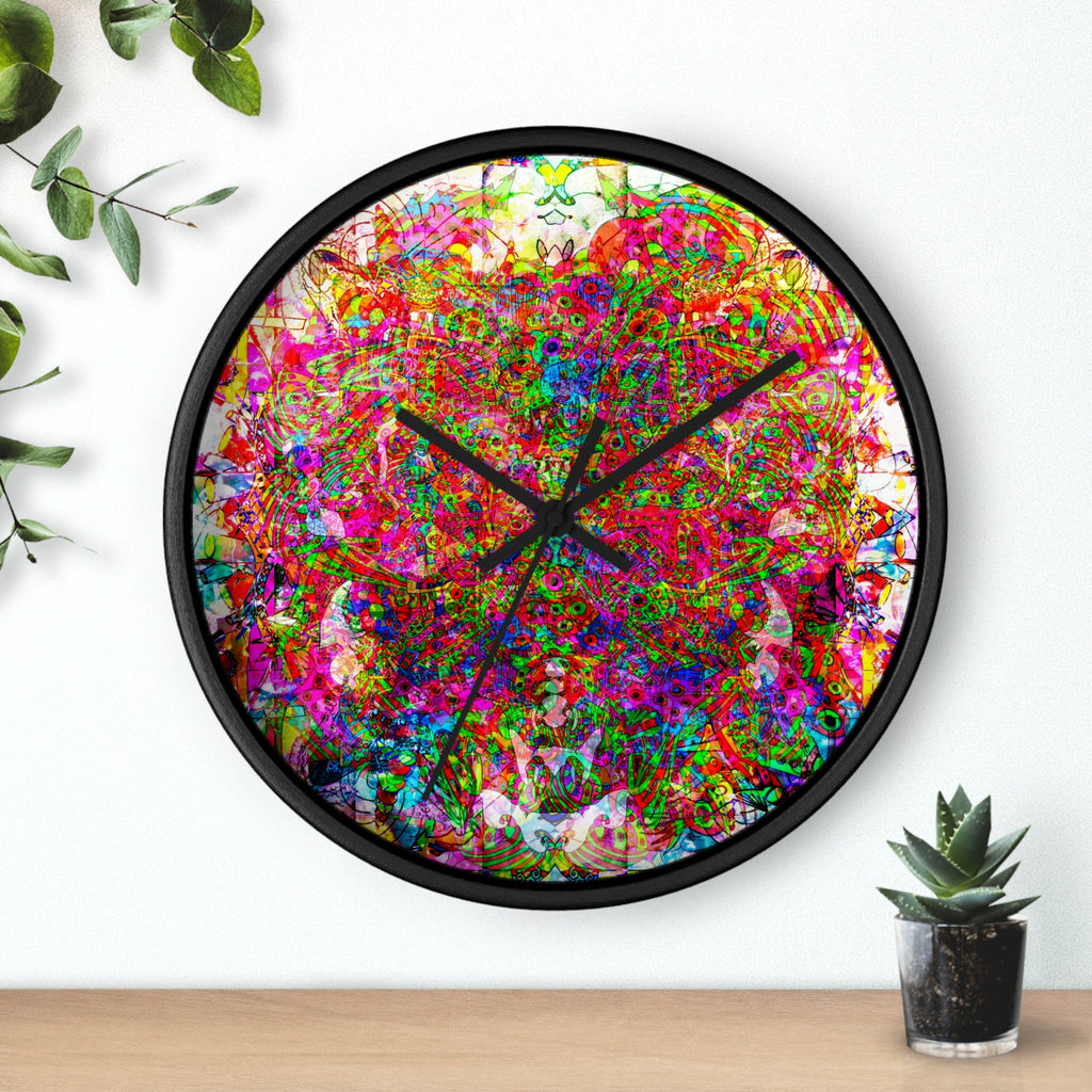 Neon Swirl Party Extravaganza Wall Clock — Colorful Psychedelic Art Timepiece